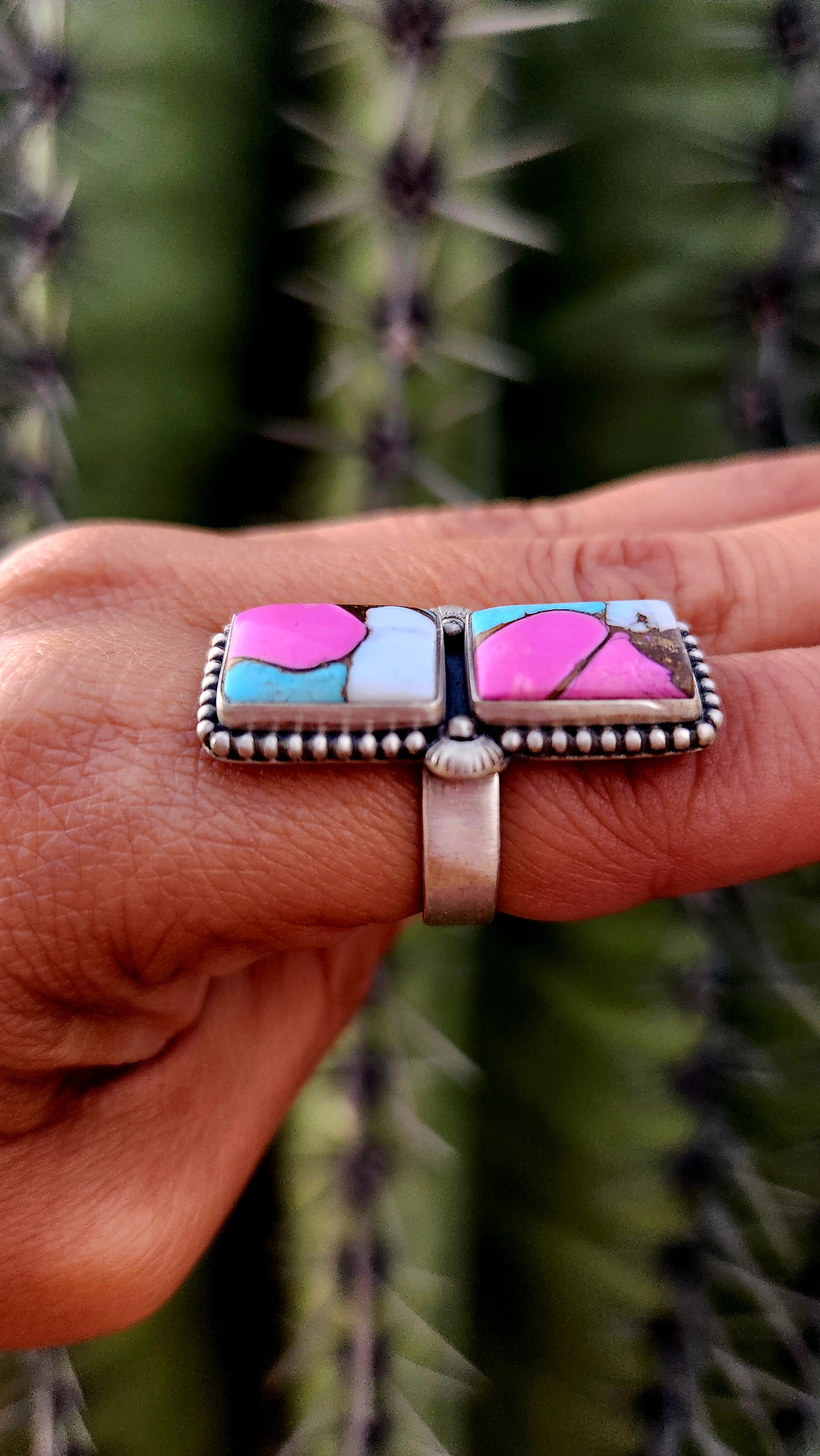 Beautiful Cotton Candy Turquoise Ring Sz. Adjustable