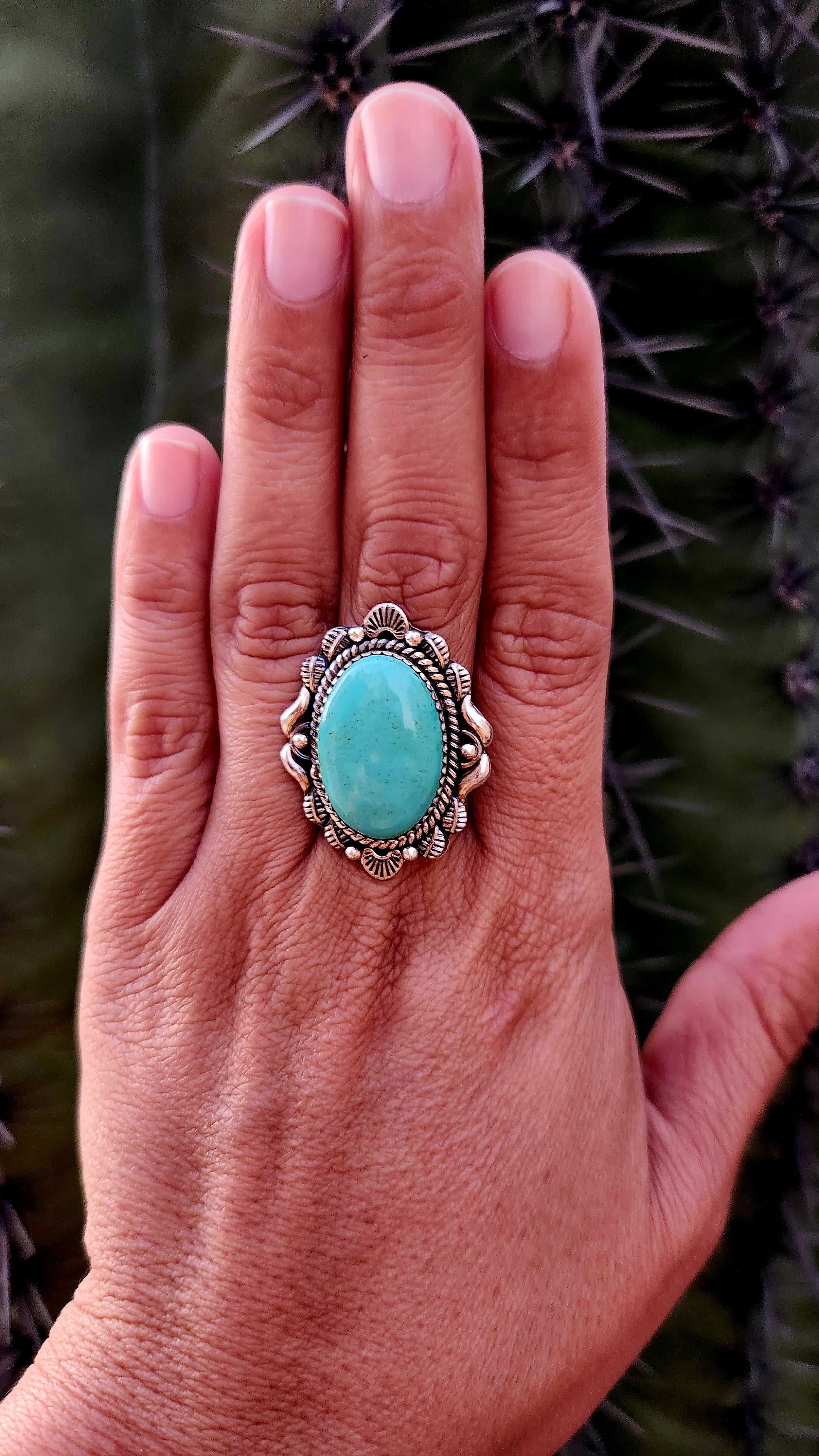 Beautiful Genuine Turquoise Adjustable Ring