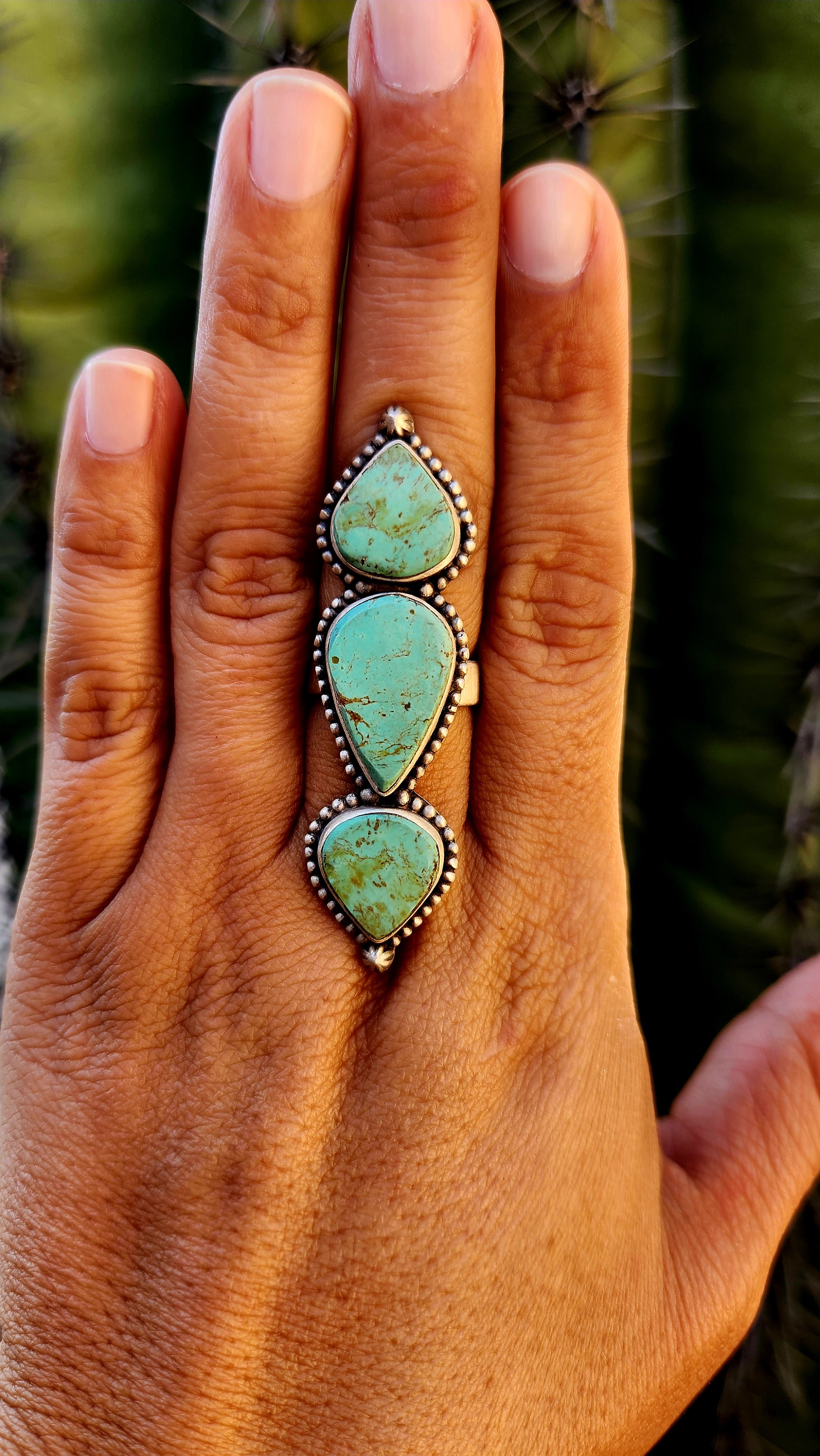 Royston Turquoise Three Stone Adjustable Ring