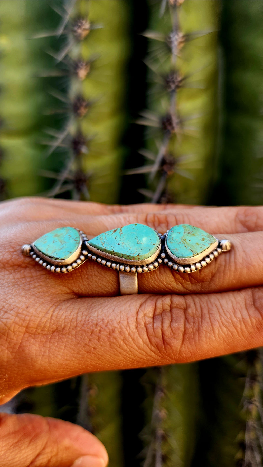 Royston Turquoise Three Stone Adjustable Ring