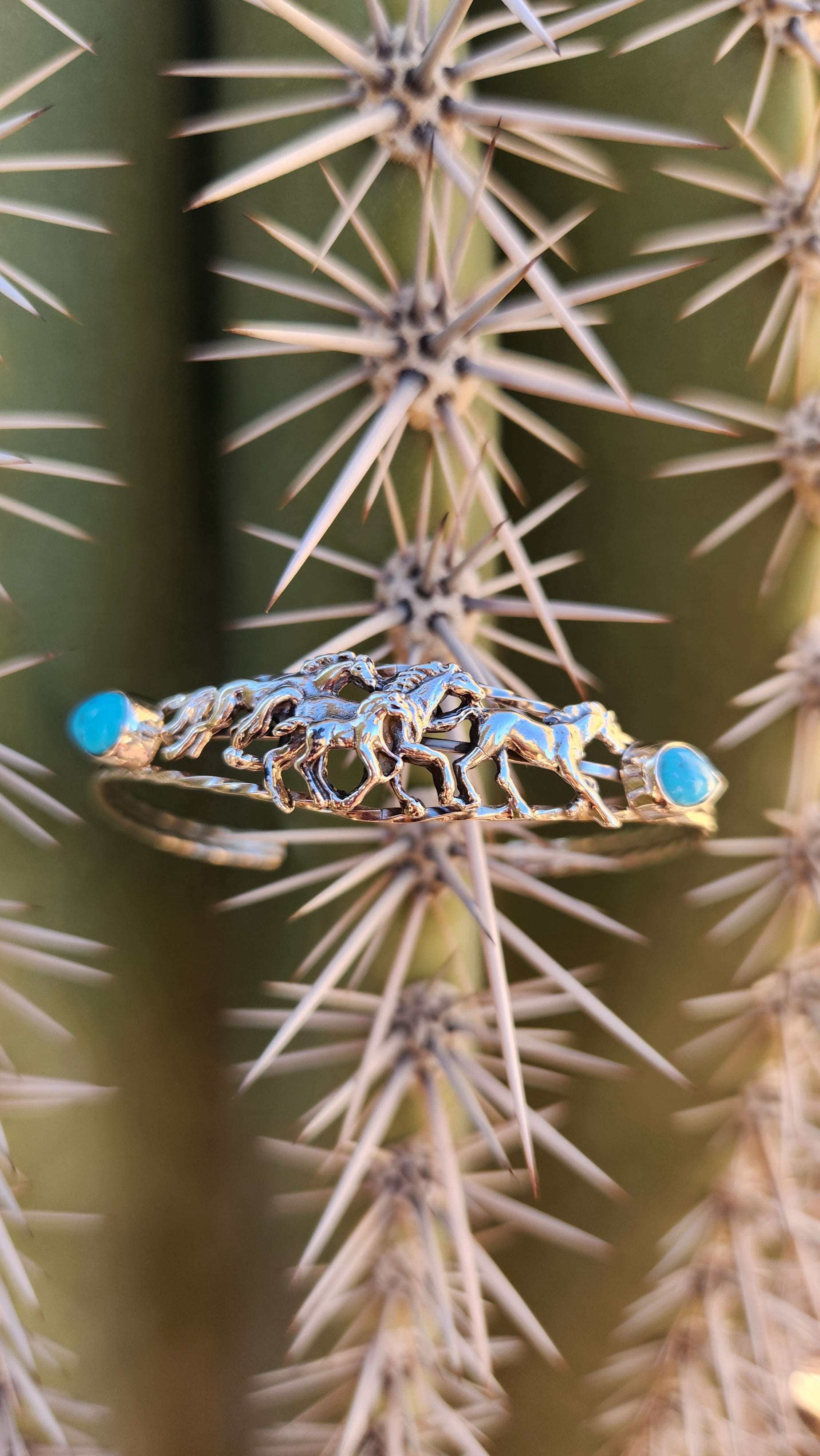 Genuine Handmade Navajo Turquoise Running Horse Cuff