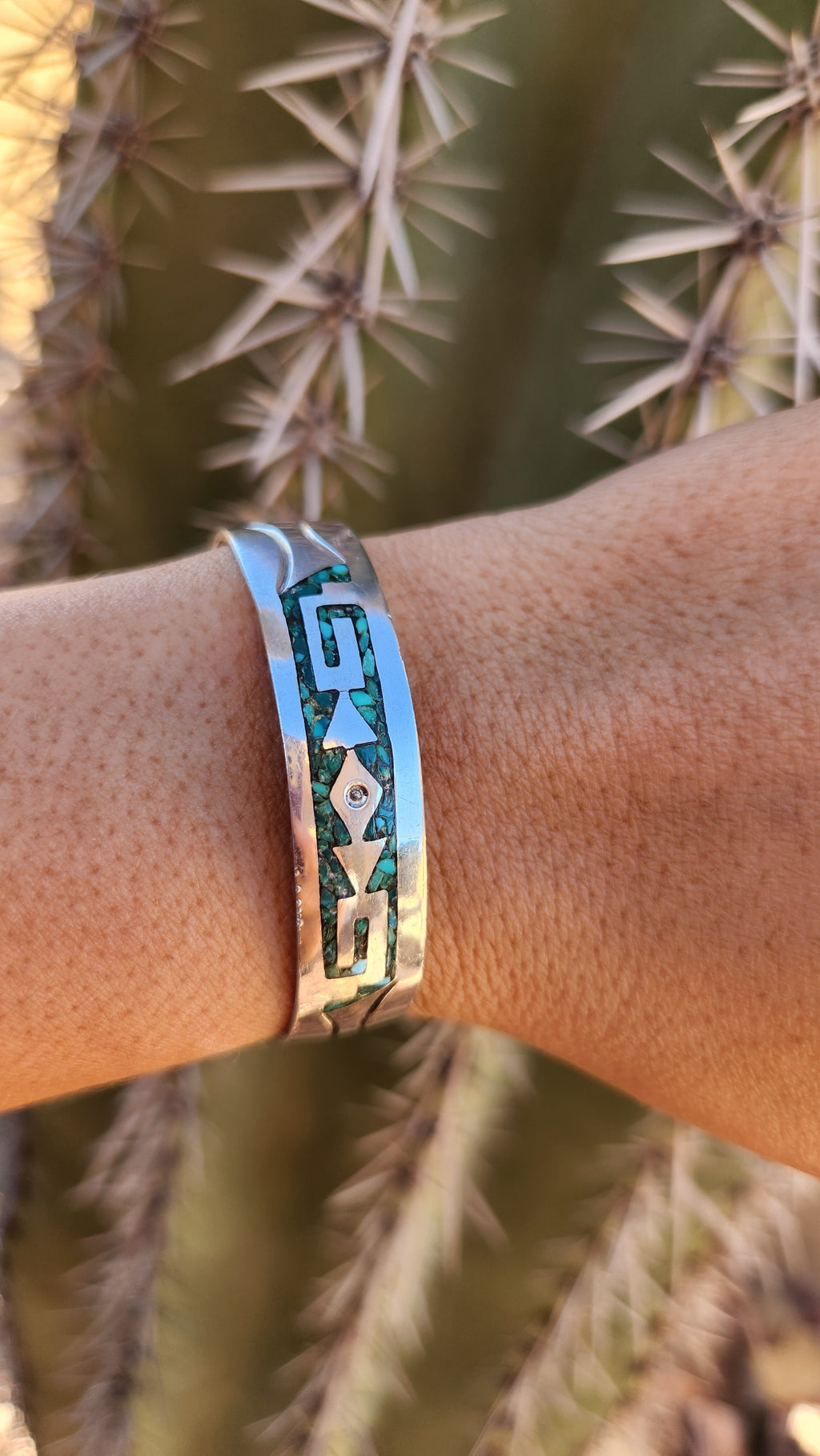Sterling Silver Crushed Turquoise Inlay Cuff