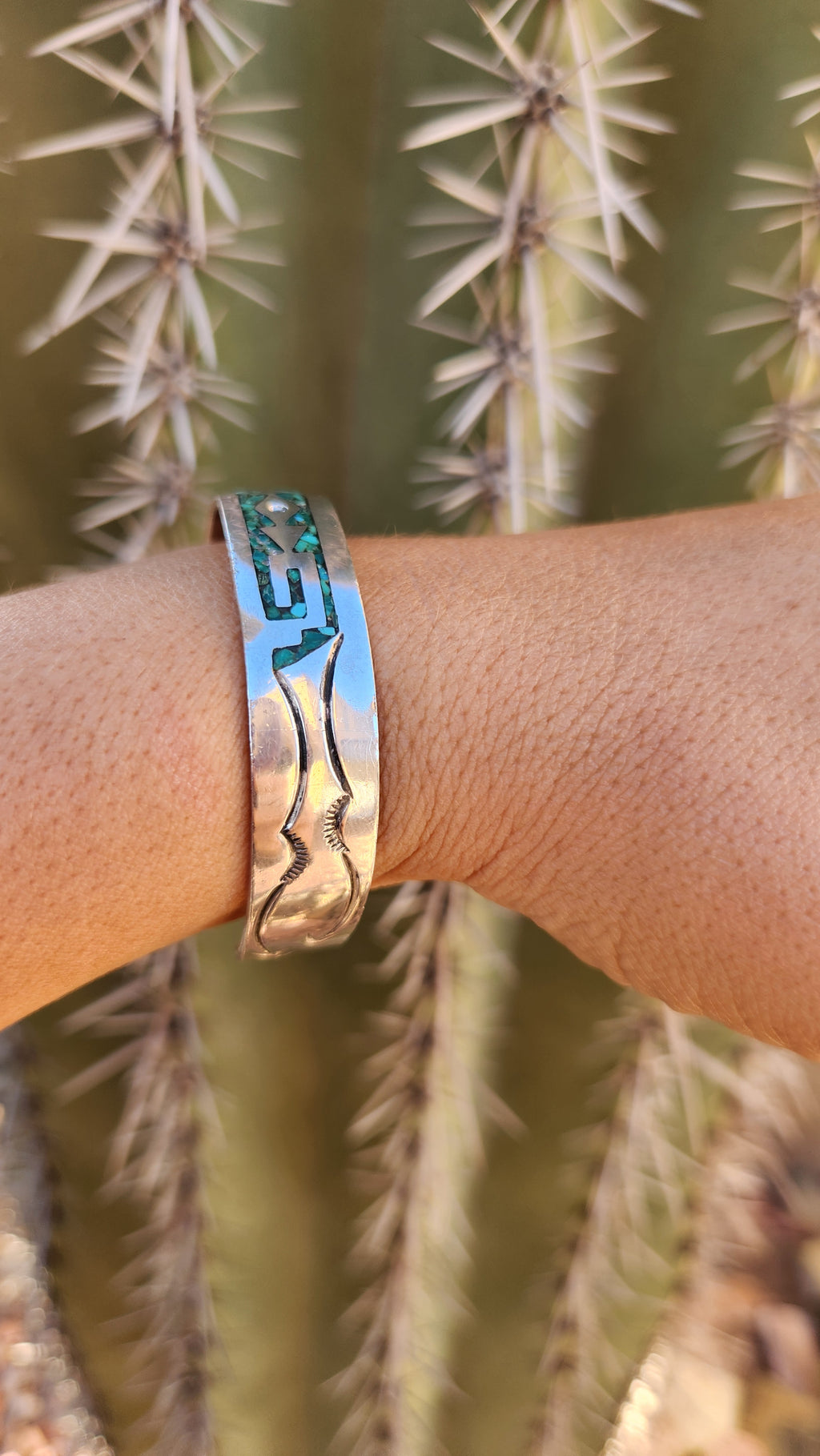 Sterling Silver Crushed Turquoise Inlay Cuff