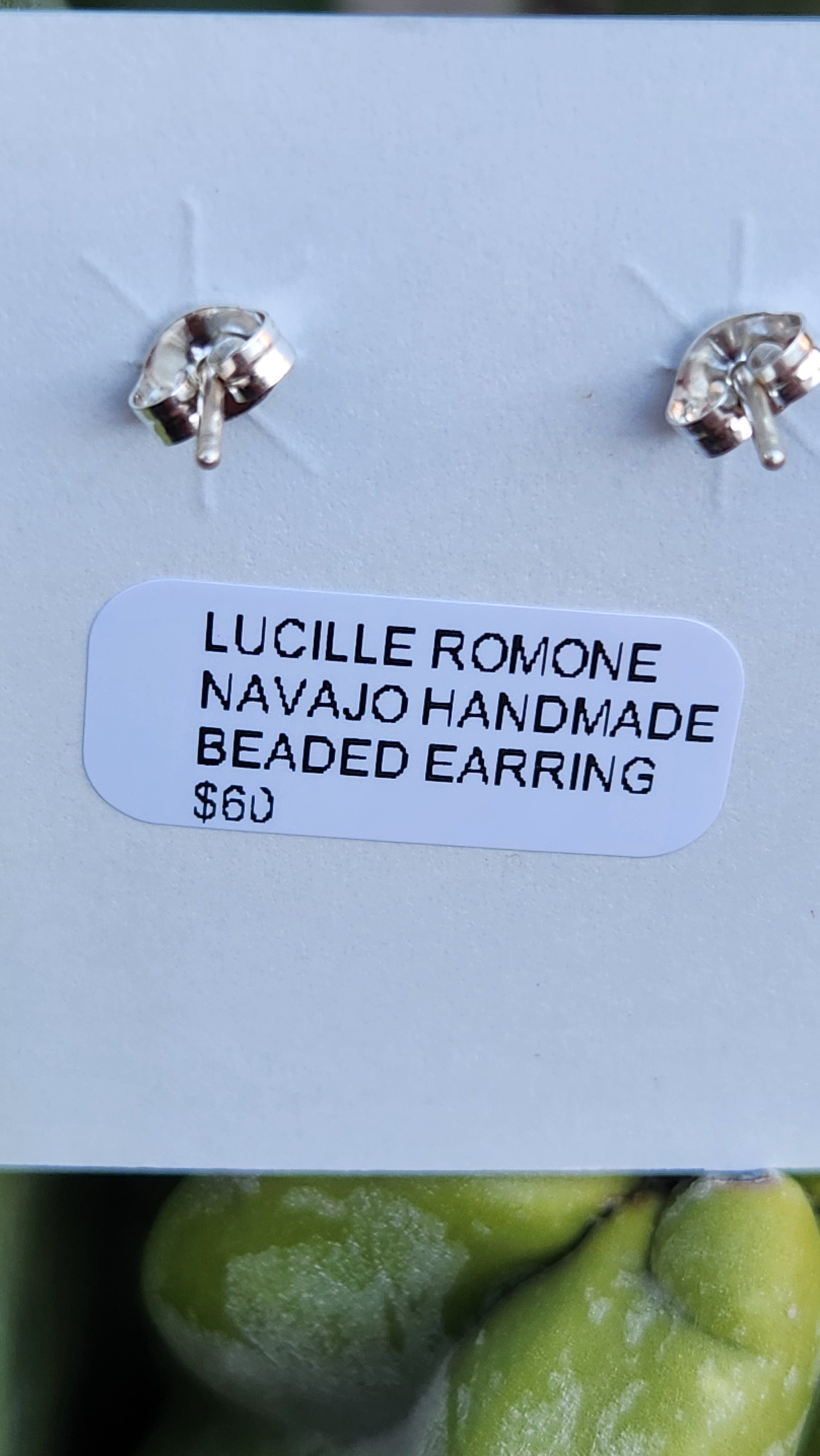 Navajo Handmade Beaded Sterling Silver Hoop Earrings