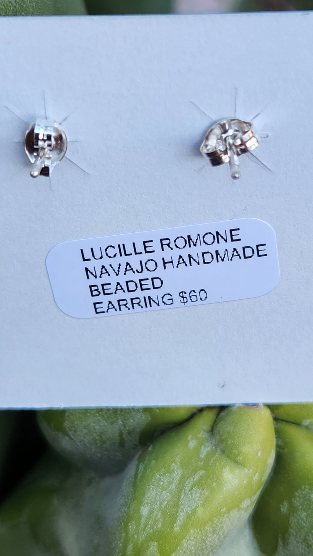 Navajo Handmade Lucille Romone Beaded Sterling Silver Earrings