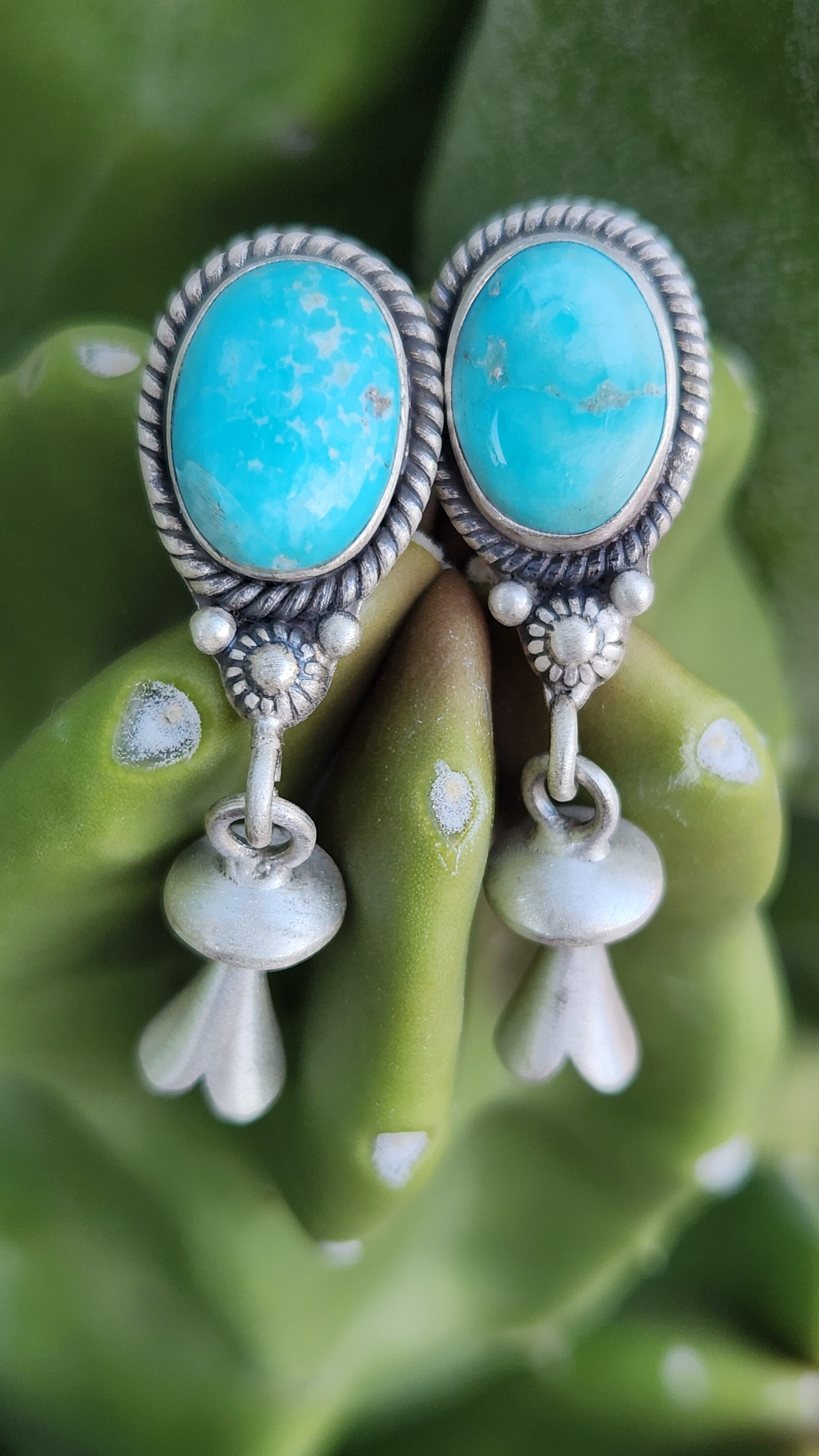 Beautiful Genuine White Water Turquoise Squash Earrings