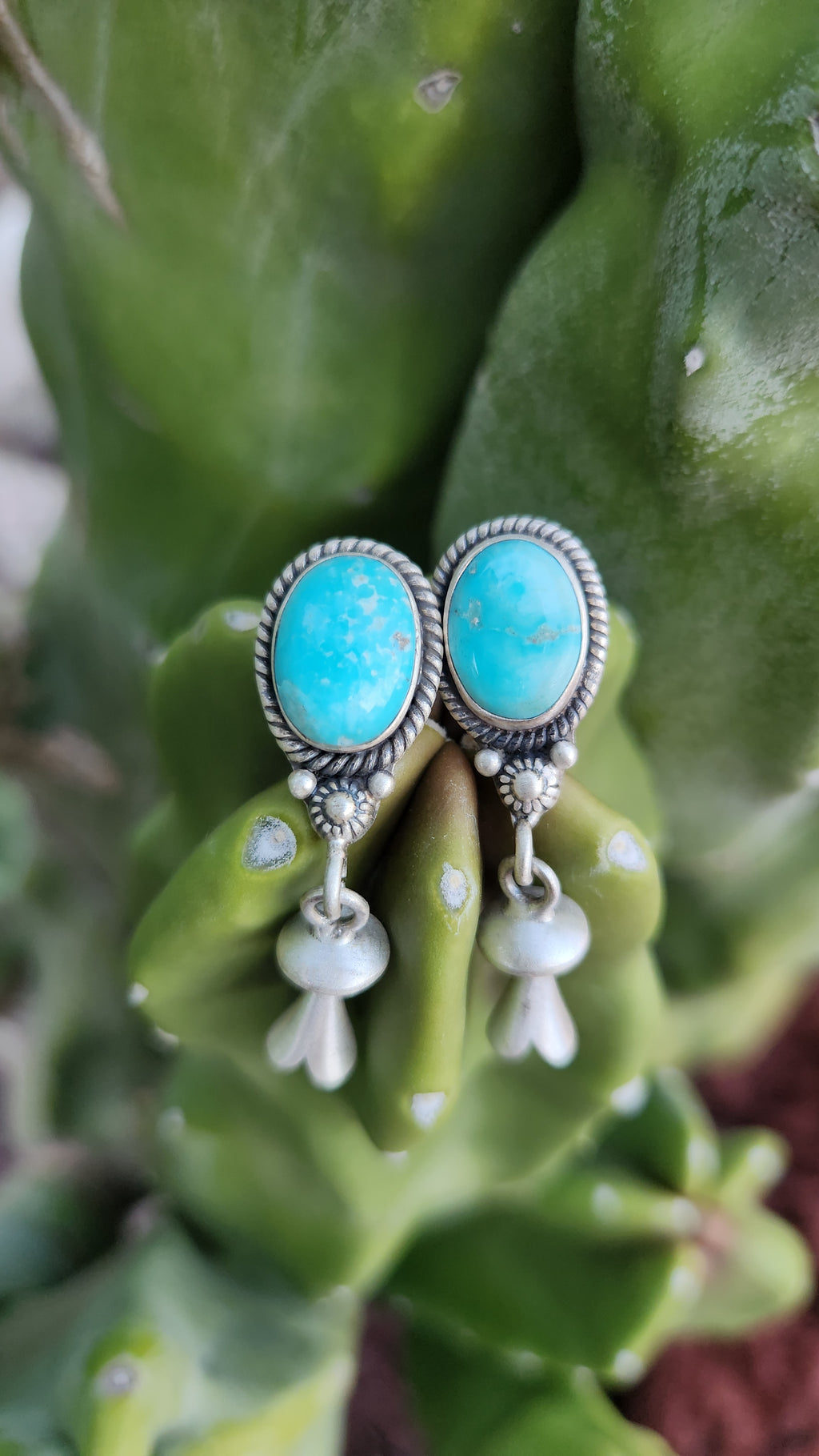 Beautiful Genuine White Water Turquoise Squash Earrings