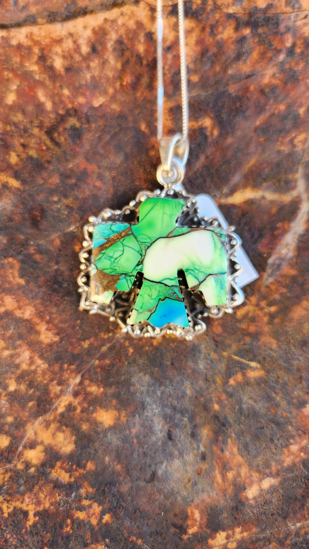 Peacock Dahlia Turquoise Eagle Pendant