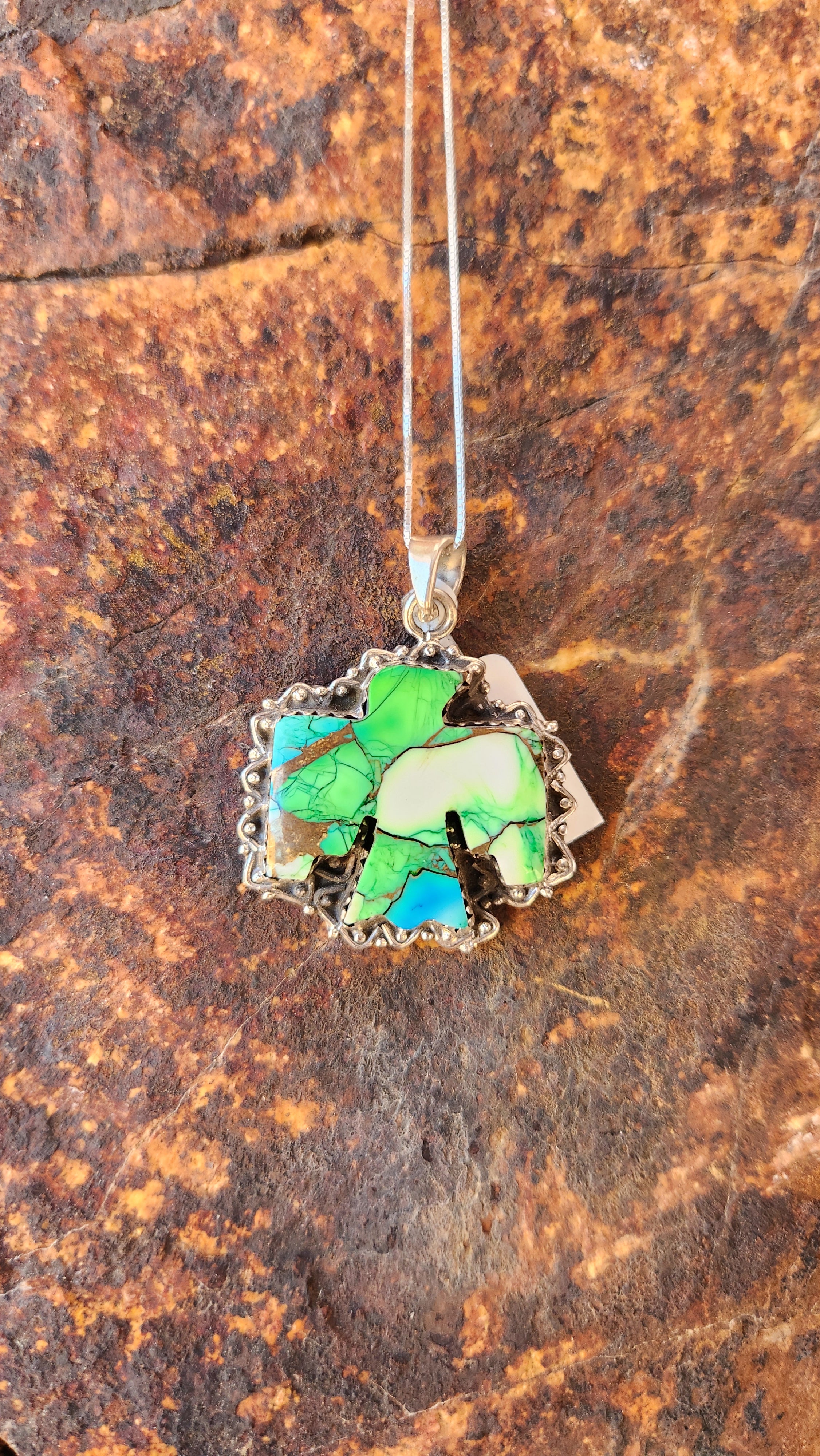 Peacock Dahlia Turquoise Eagle Pendant