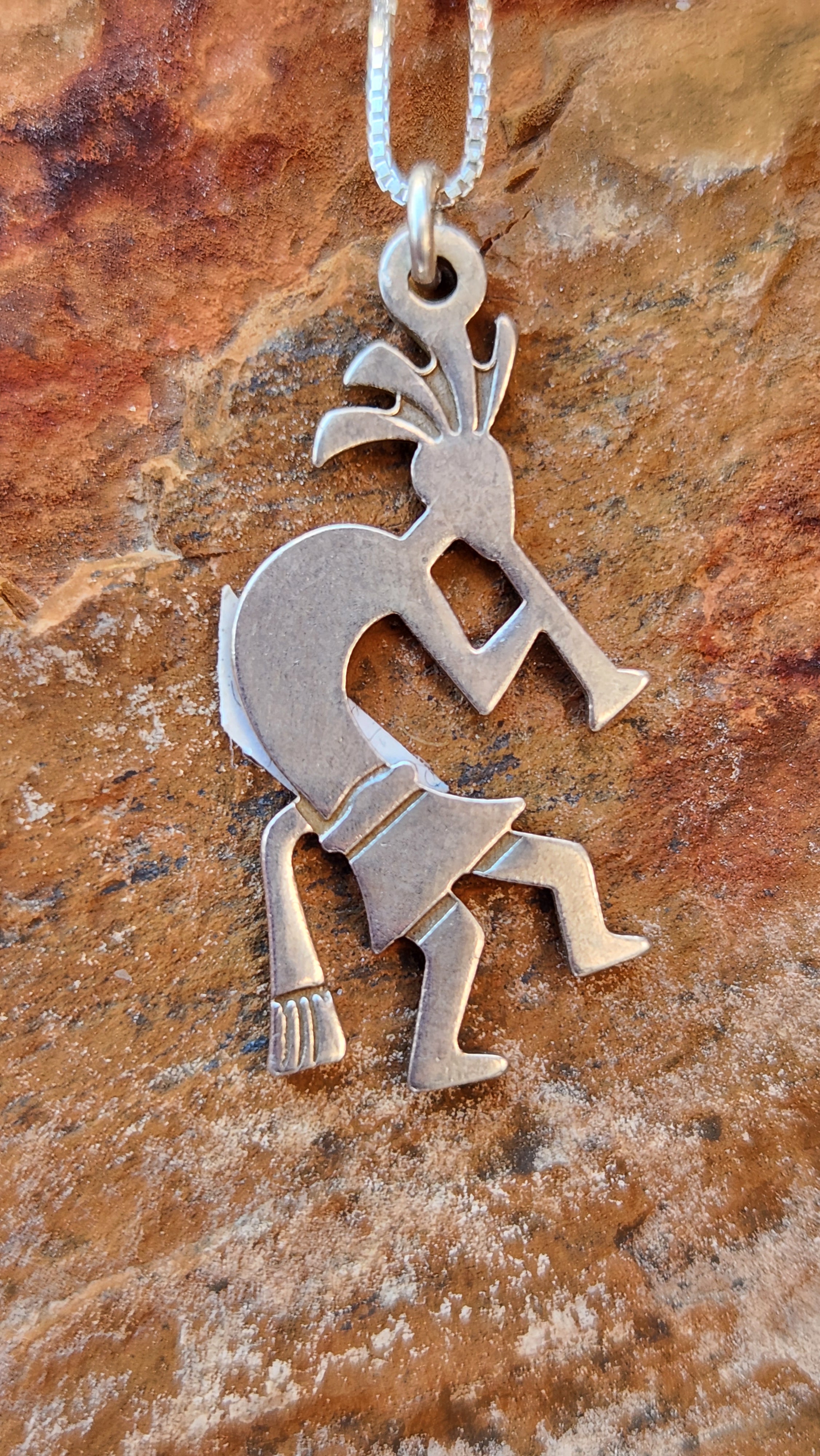 Native Kokopelli Sterling Silver Pendant Necklace