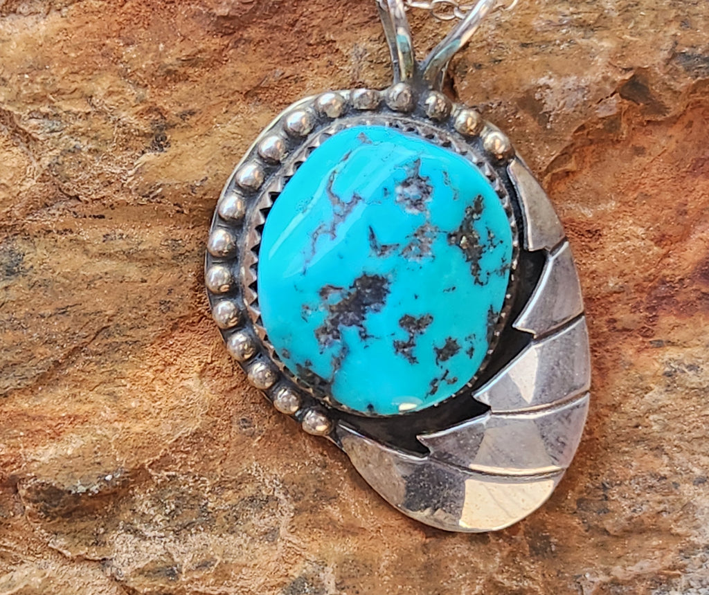 Genuine Turquoise Pendant Necklace