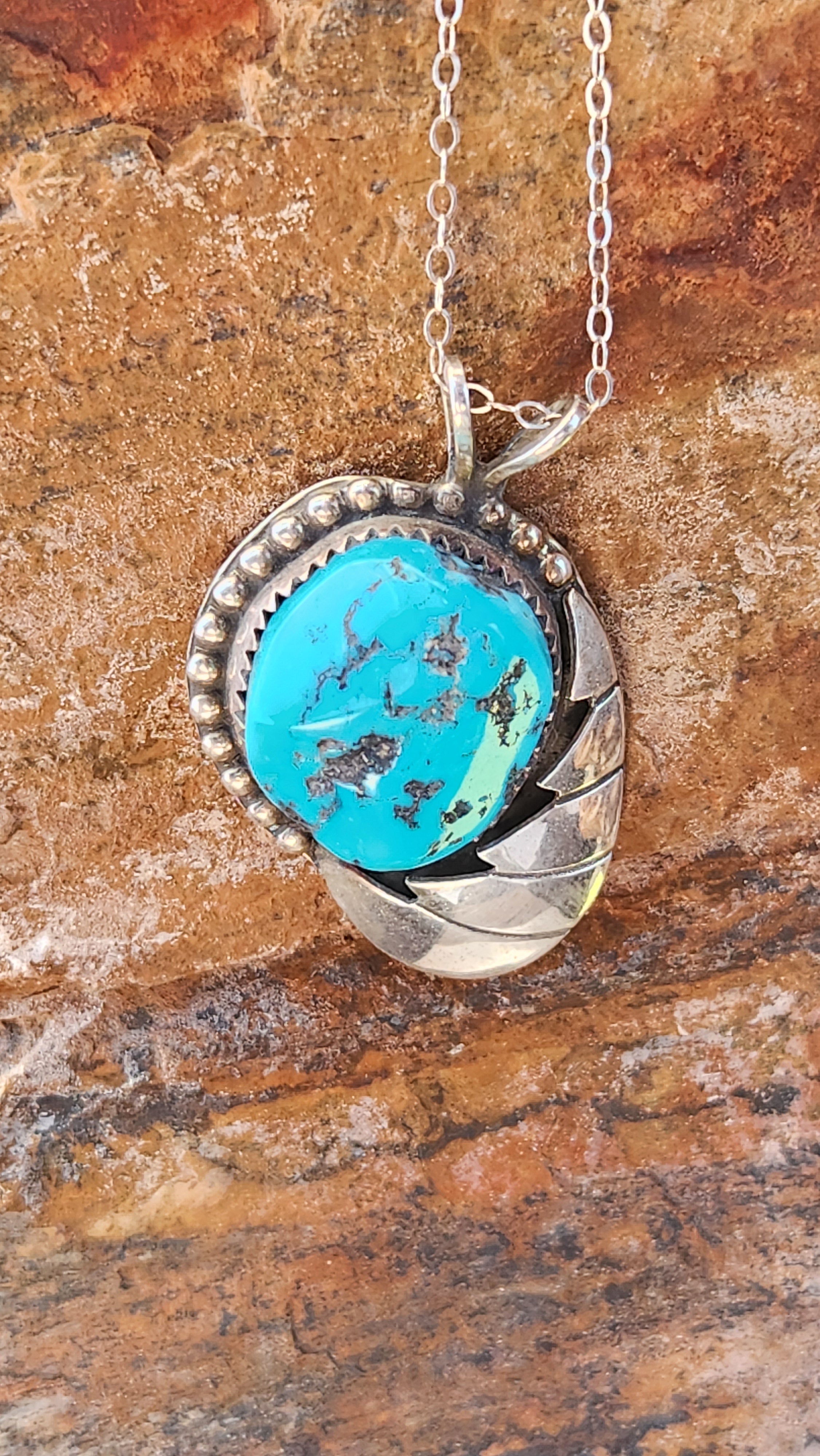 Genuine Turquoise Pendant Necklace