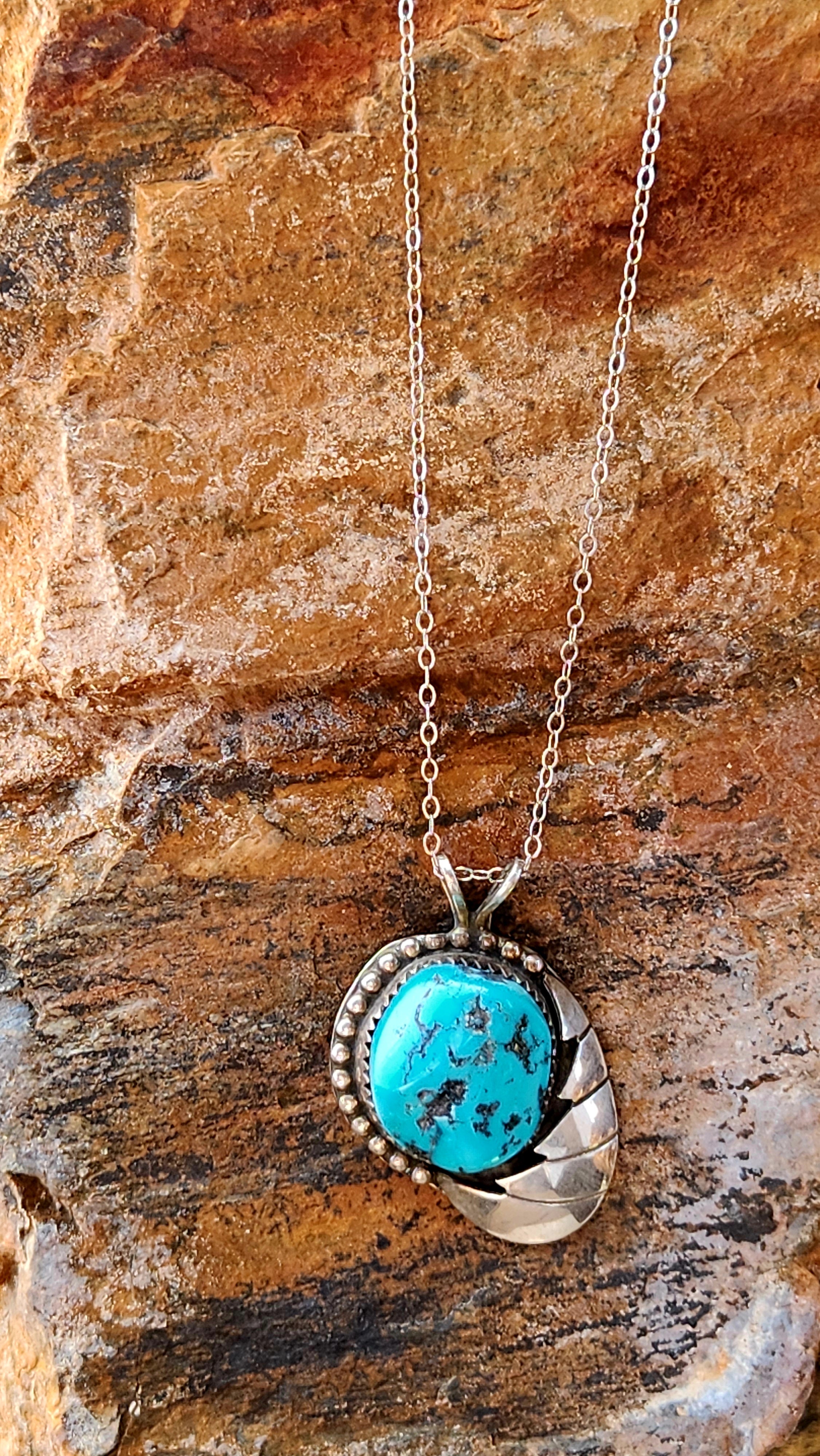 Genuine Turquoise Pendant Necklace