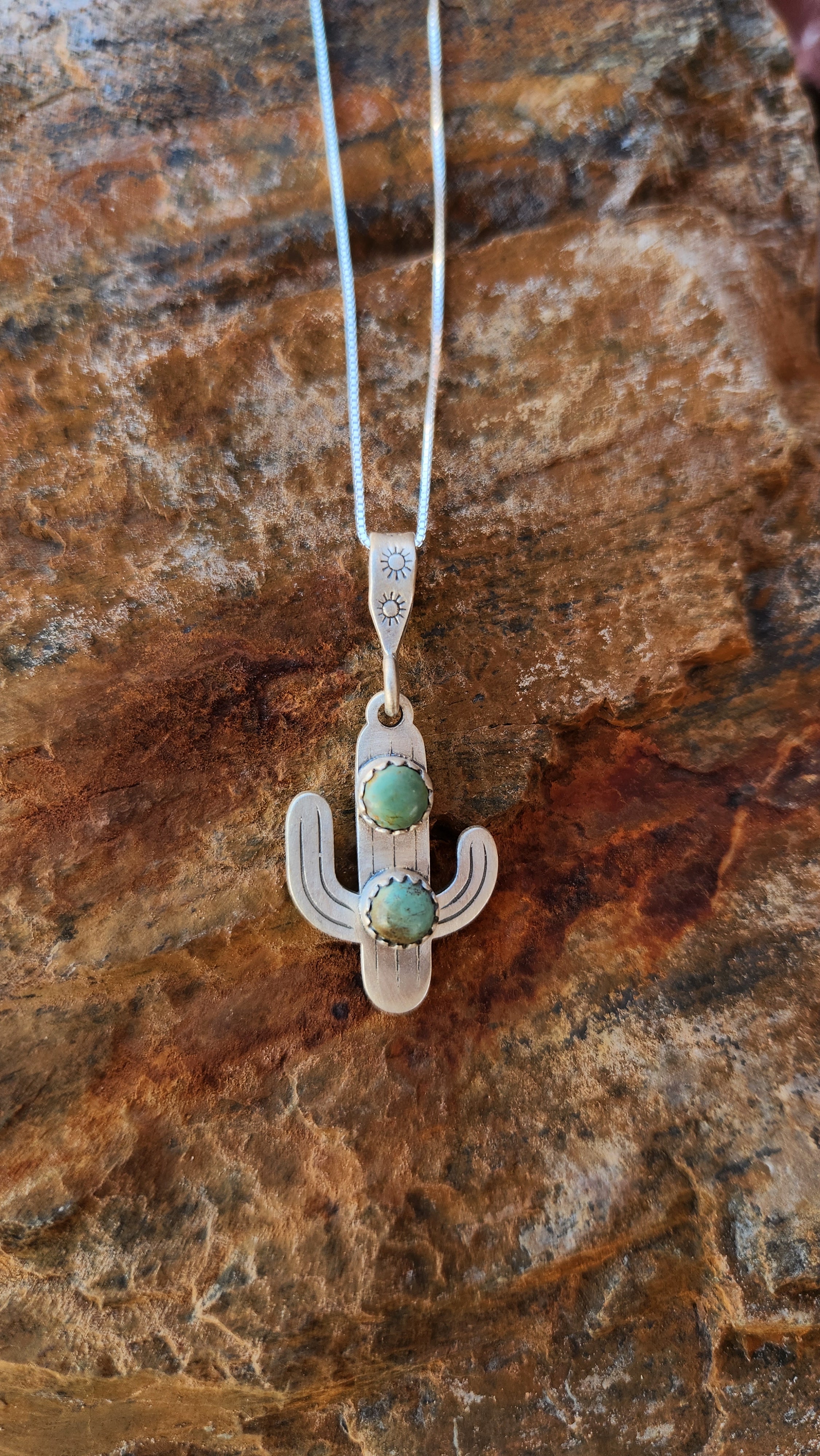 Turquoise Cactus Pendant Necklace