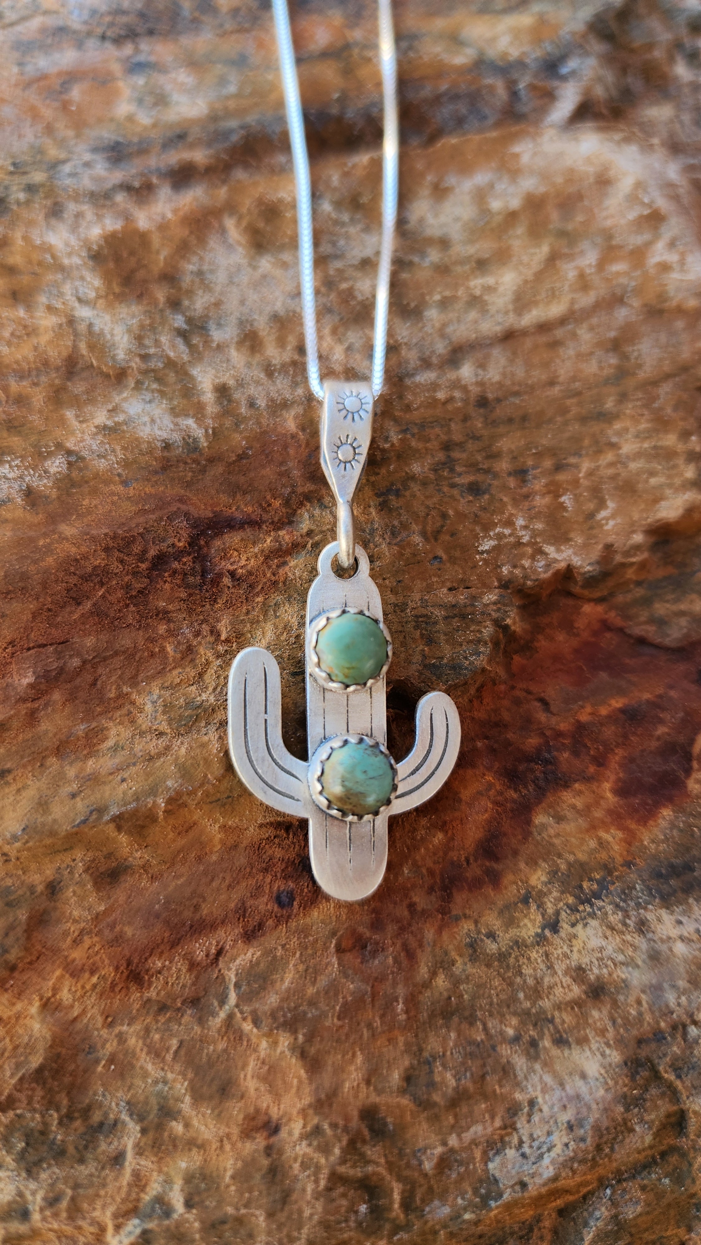 Turquoise Cactus Pendant Necklace