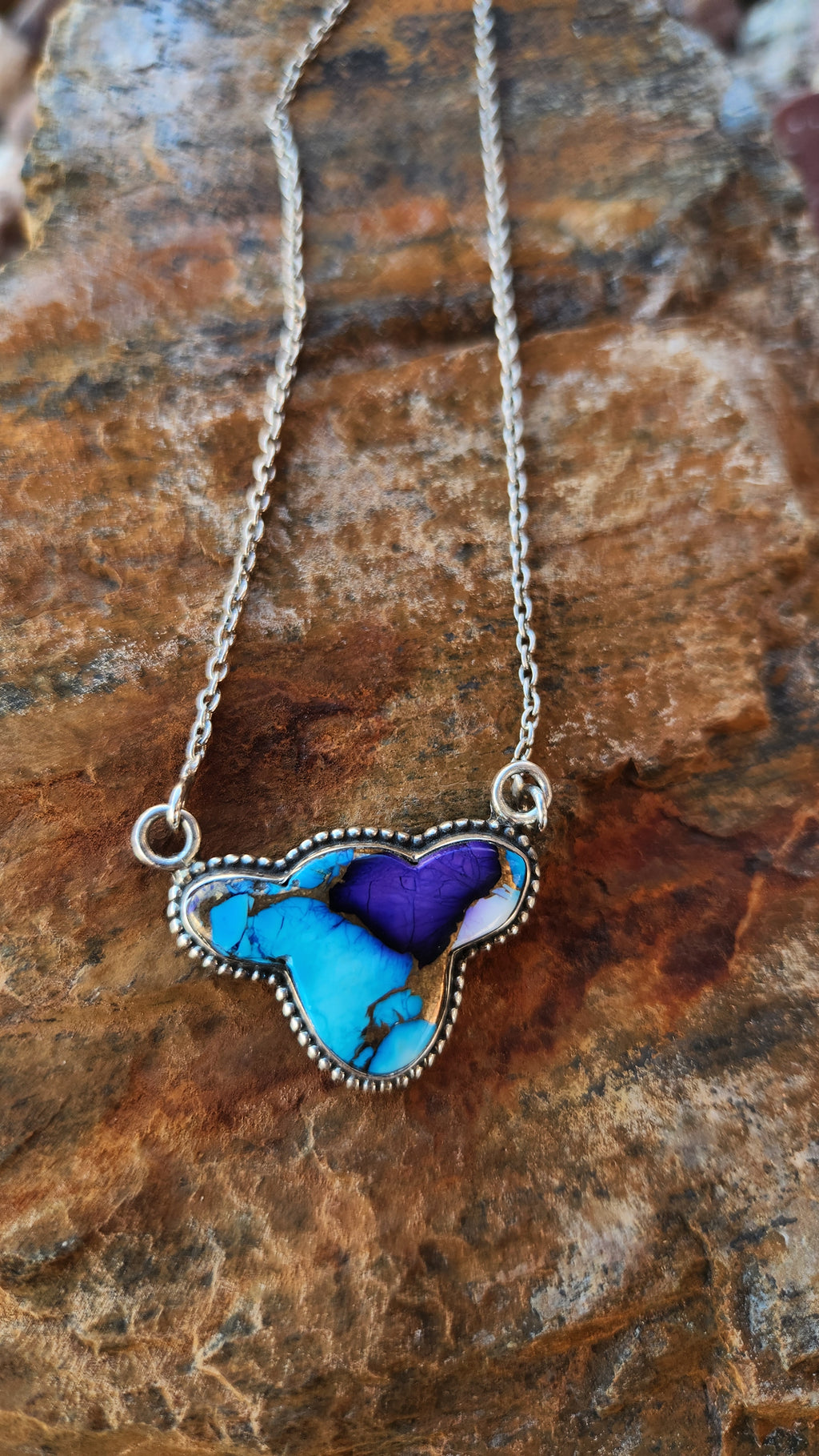 Beautiful Purple Dahlia Cow Head Pendant Necklace