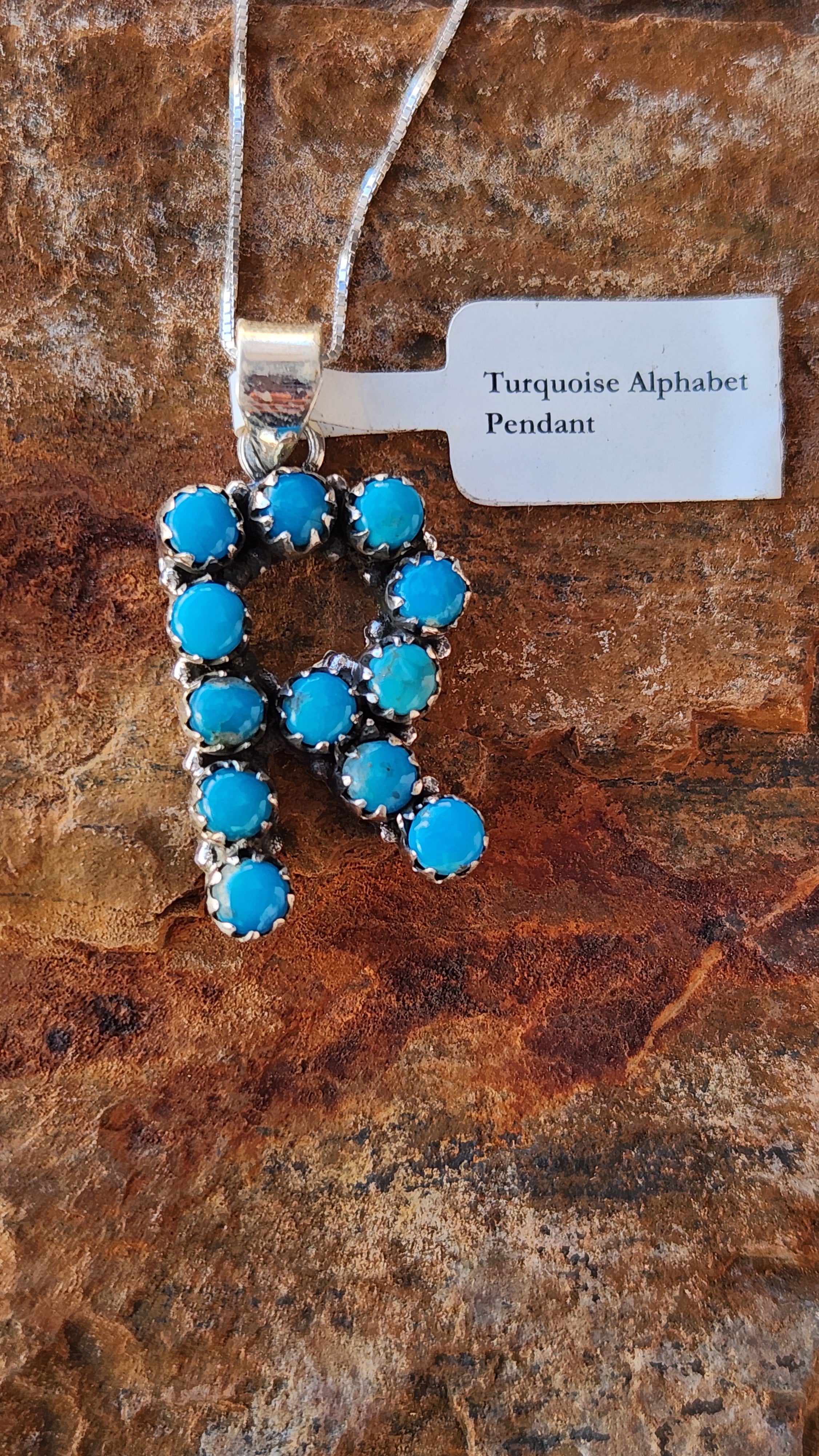 Turquoise Alphabet "R" Pendant Necklace