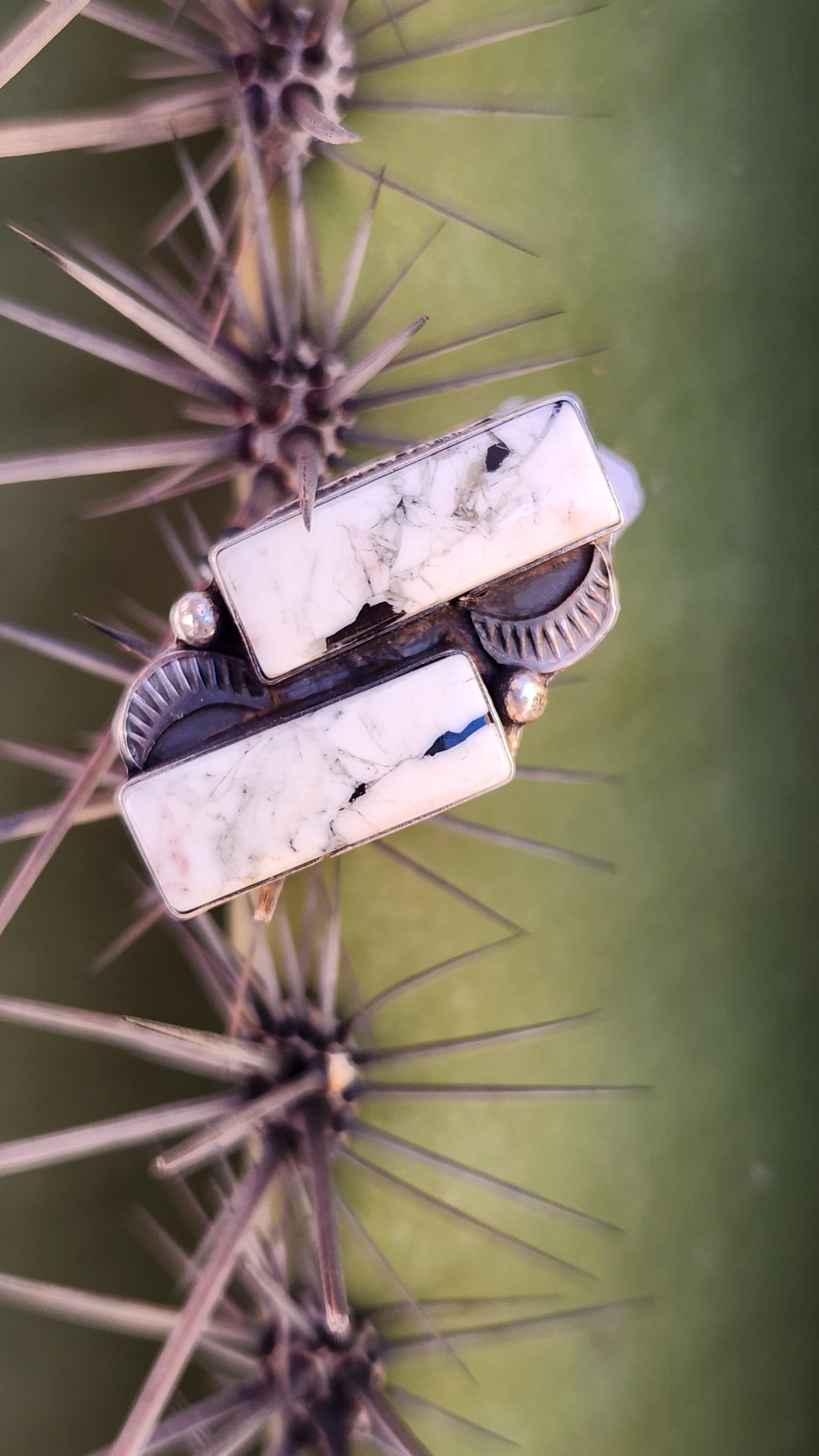 Handmade Navajo White Buffalo Adjustable Ring
