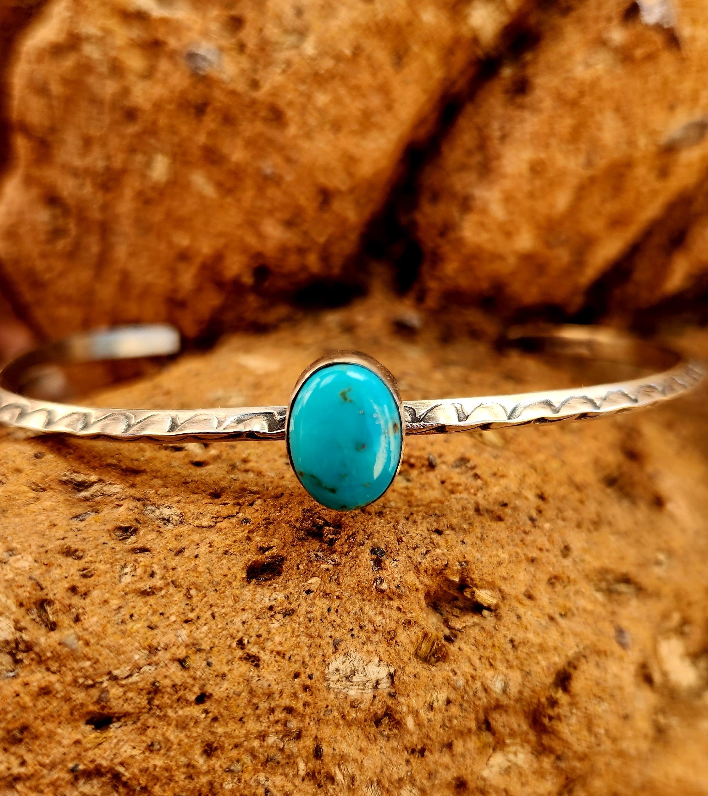 Handmade Kingman Turquoise flex cuff