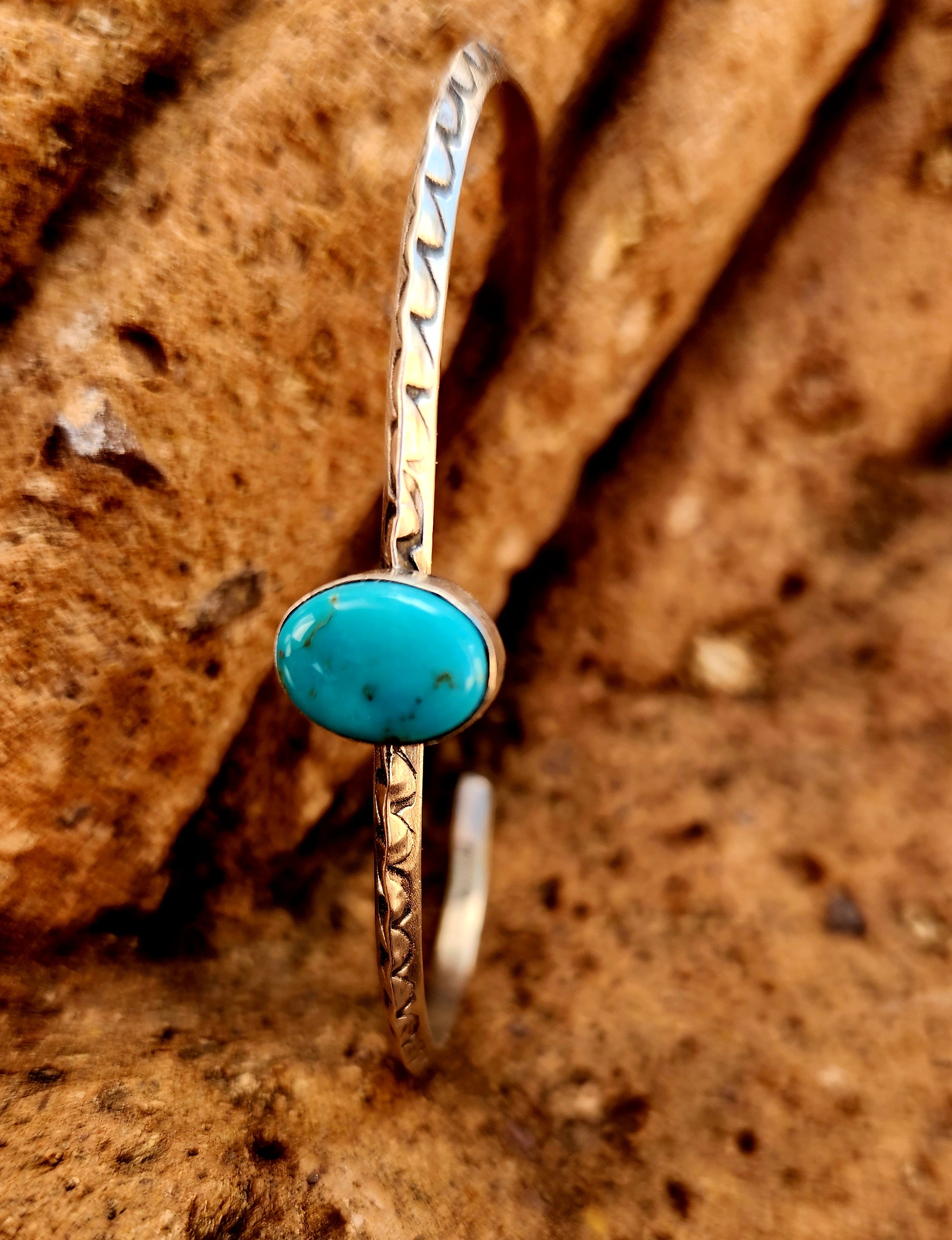 Handmade Kingman Turquoise flex cuff