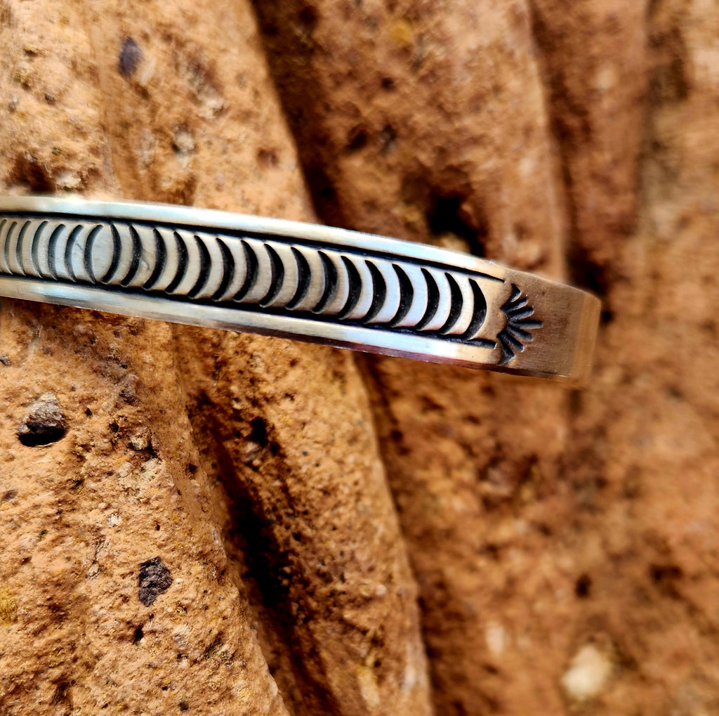 Navajo Handmade Rick Enriquez Sterling Silver Cuff