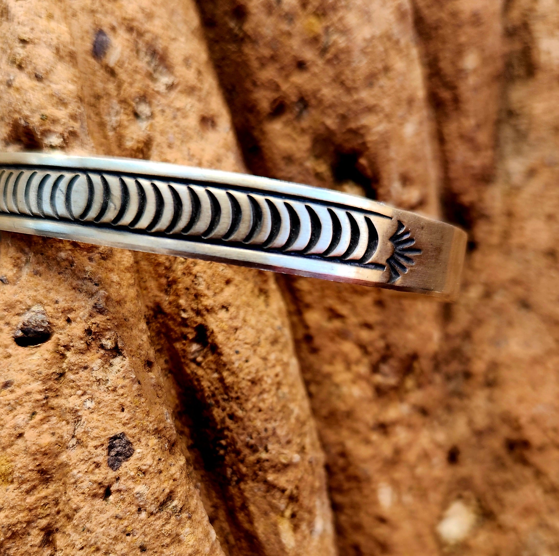 Navajo Handmade Rick Enriquez Sterling Silver Cuff