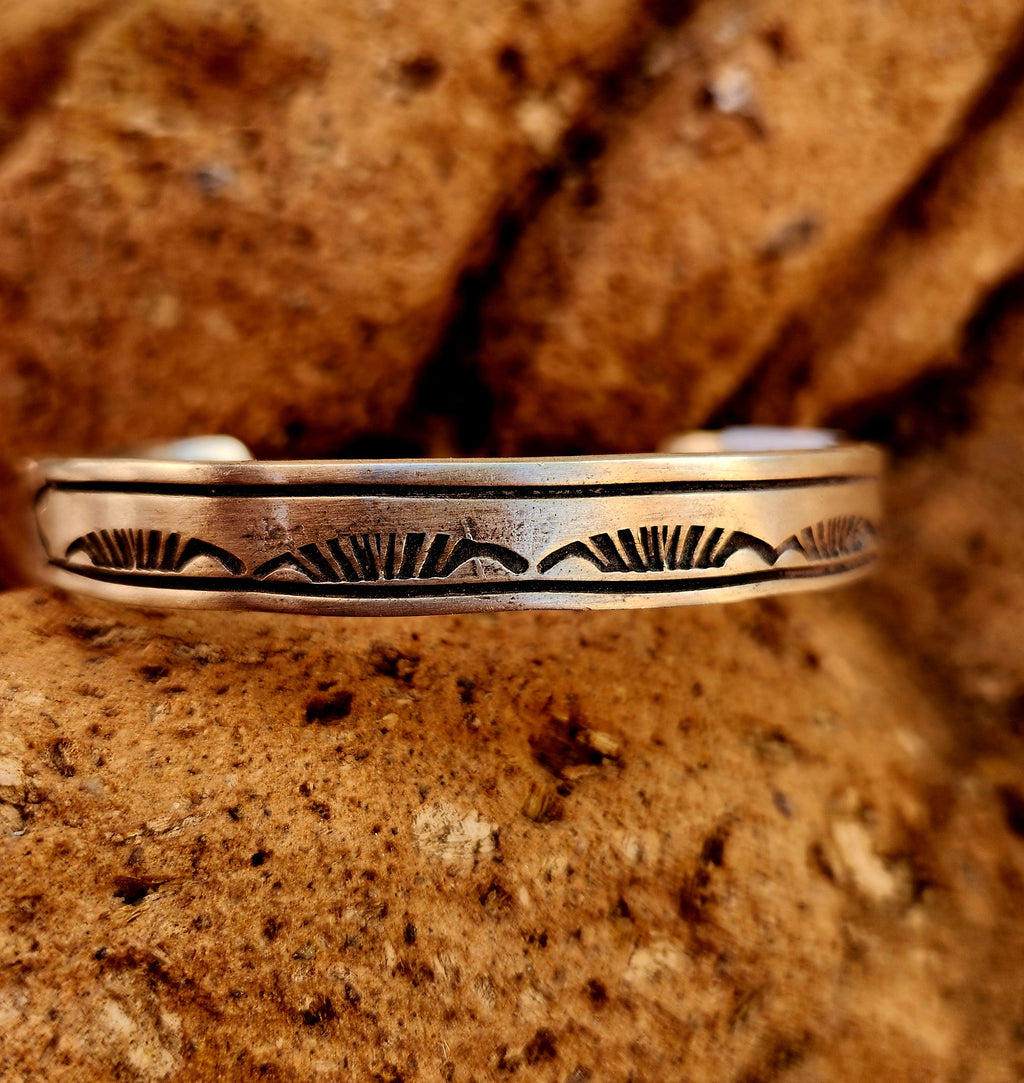 Navajo Handmade Rick Enriquez Sterling Silver Cuff