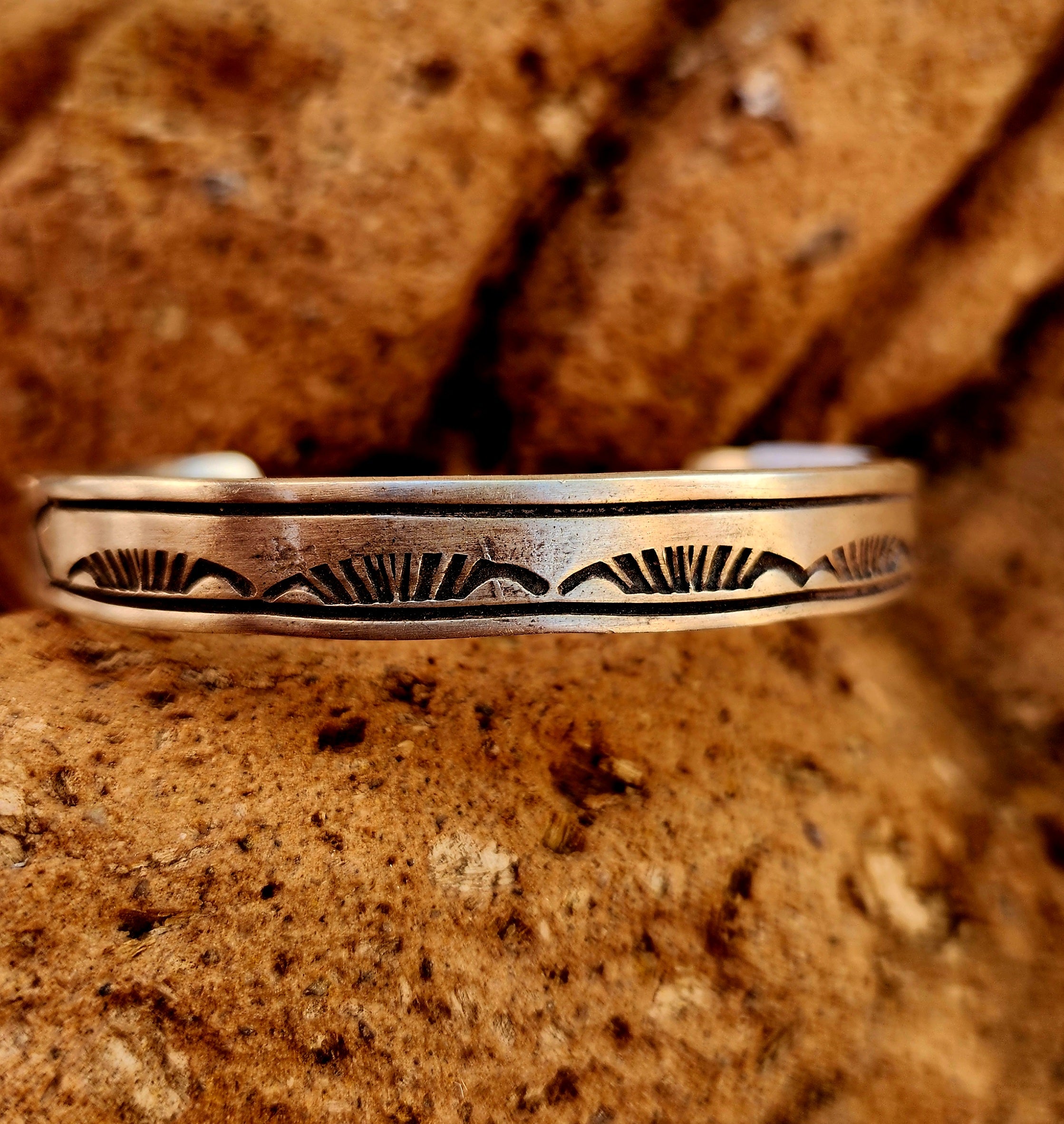 Navajo Handmade Rick Enriquez Sterling Silver Cuff