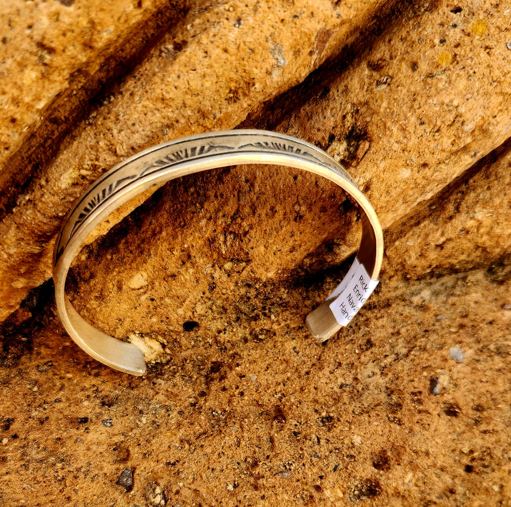 Navajo Handmade Rick Enriquez Sterling Silver Cuff