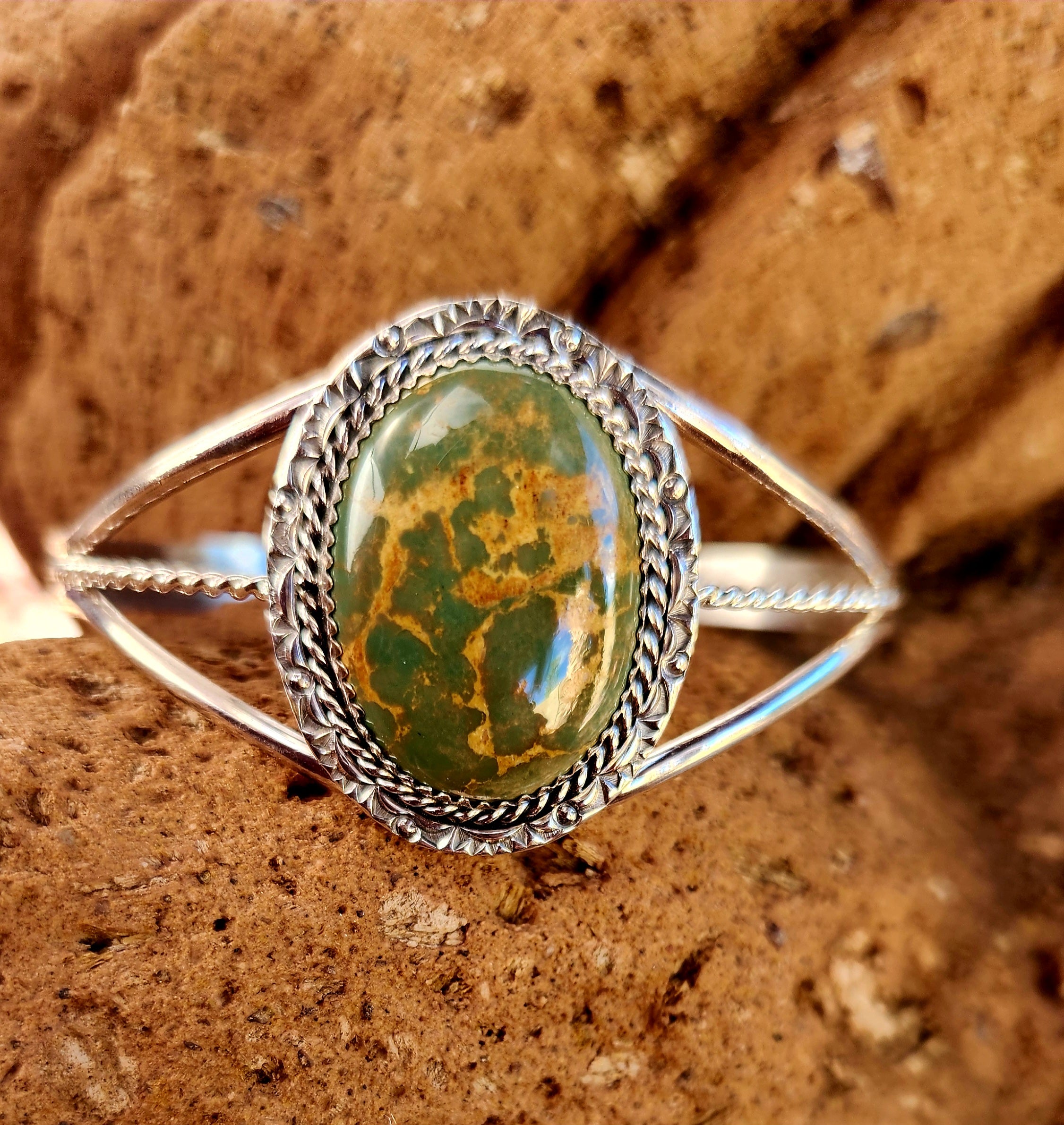 Navajo Handmade Emerald Valley Turquoise cuff