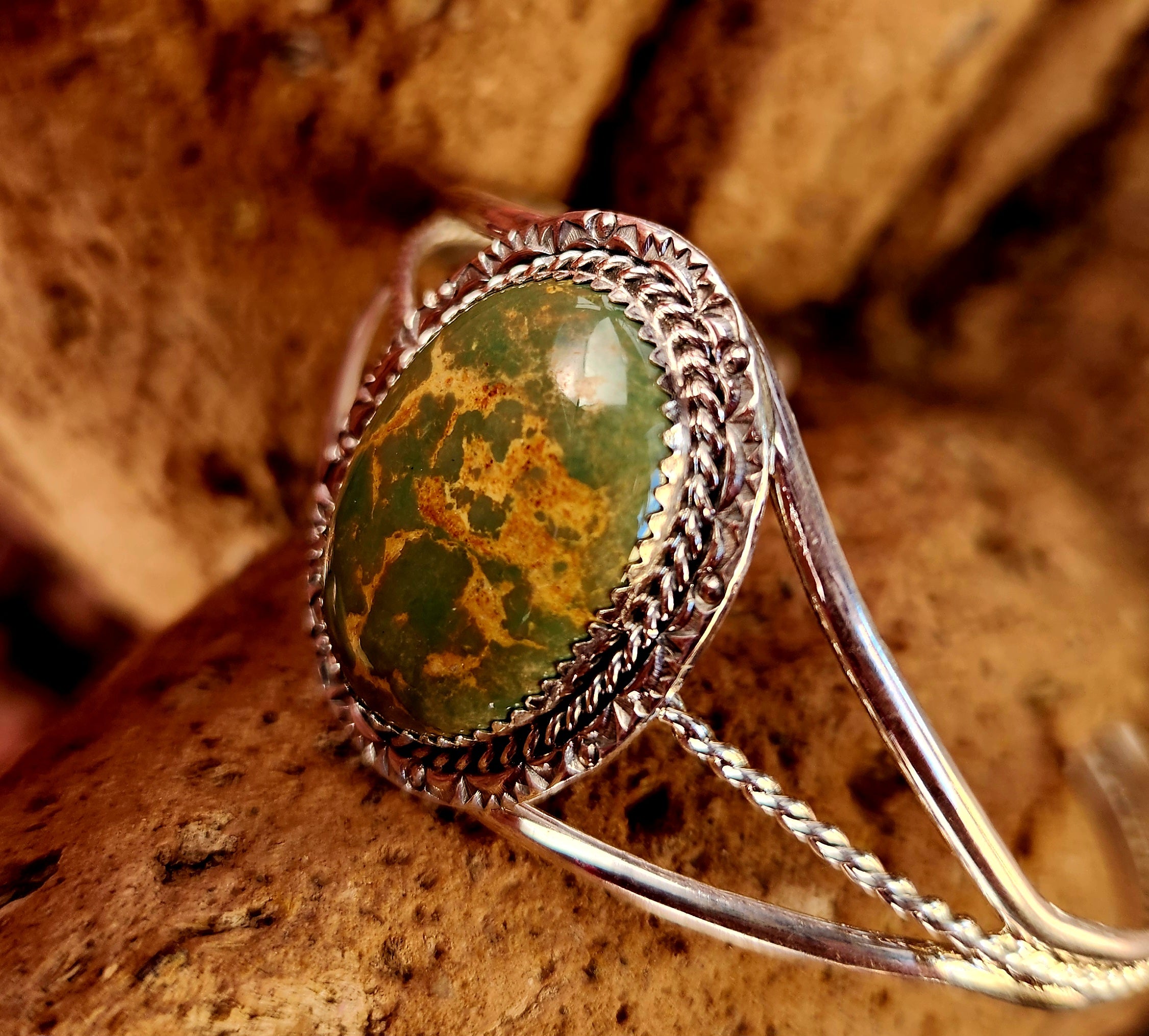 Navajo Handmade Emerald Valley Turquoise cuff