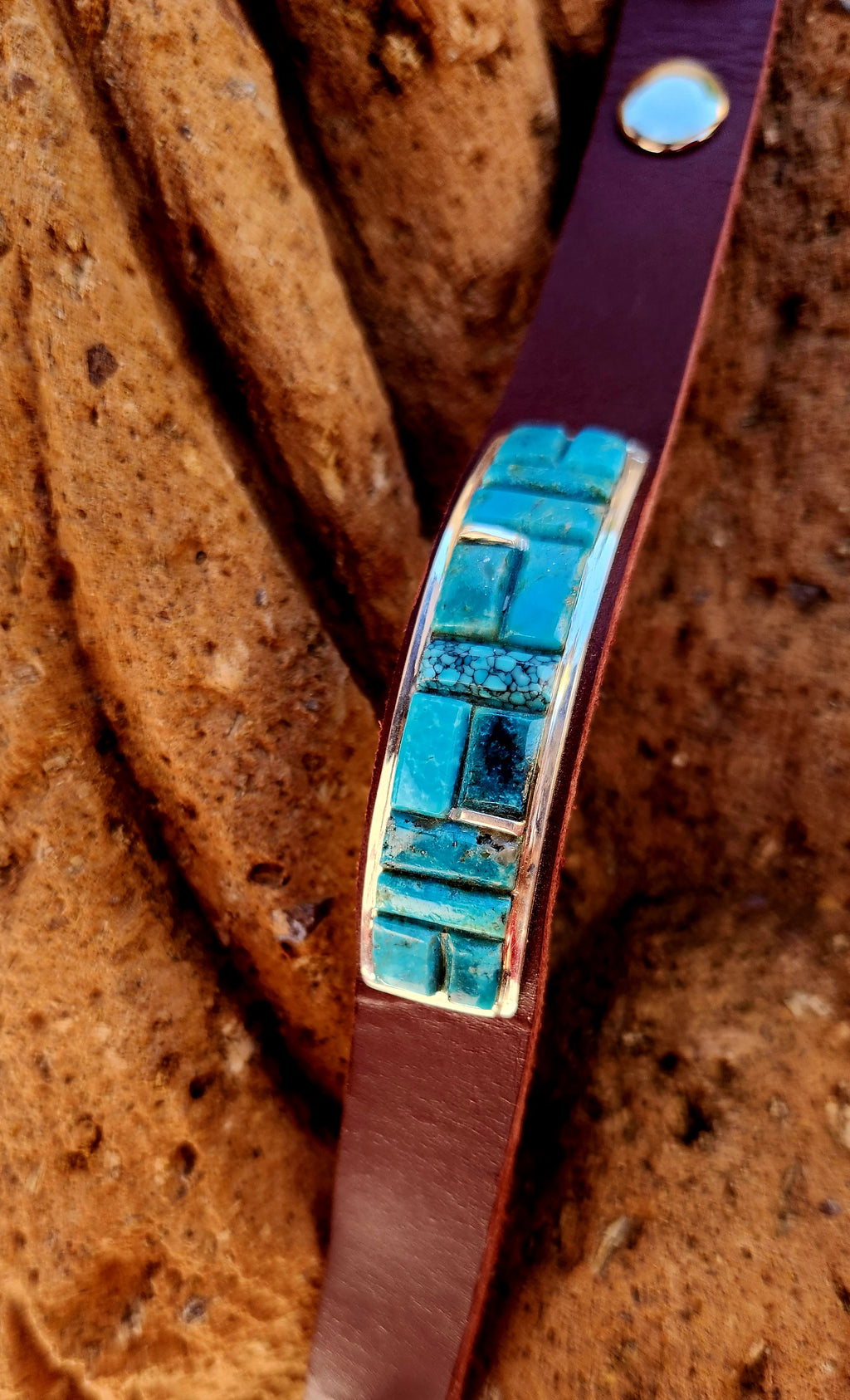 Handmade Eddison Yazzie Leather/Sterling Silver bracelet