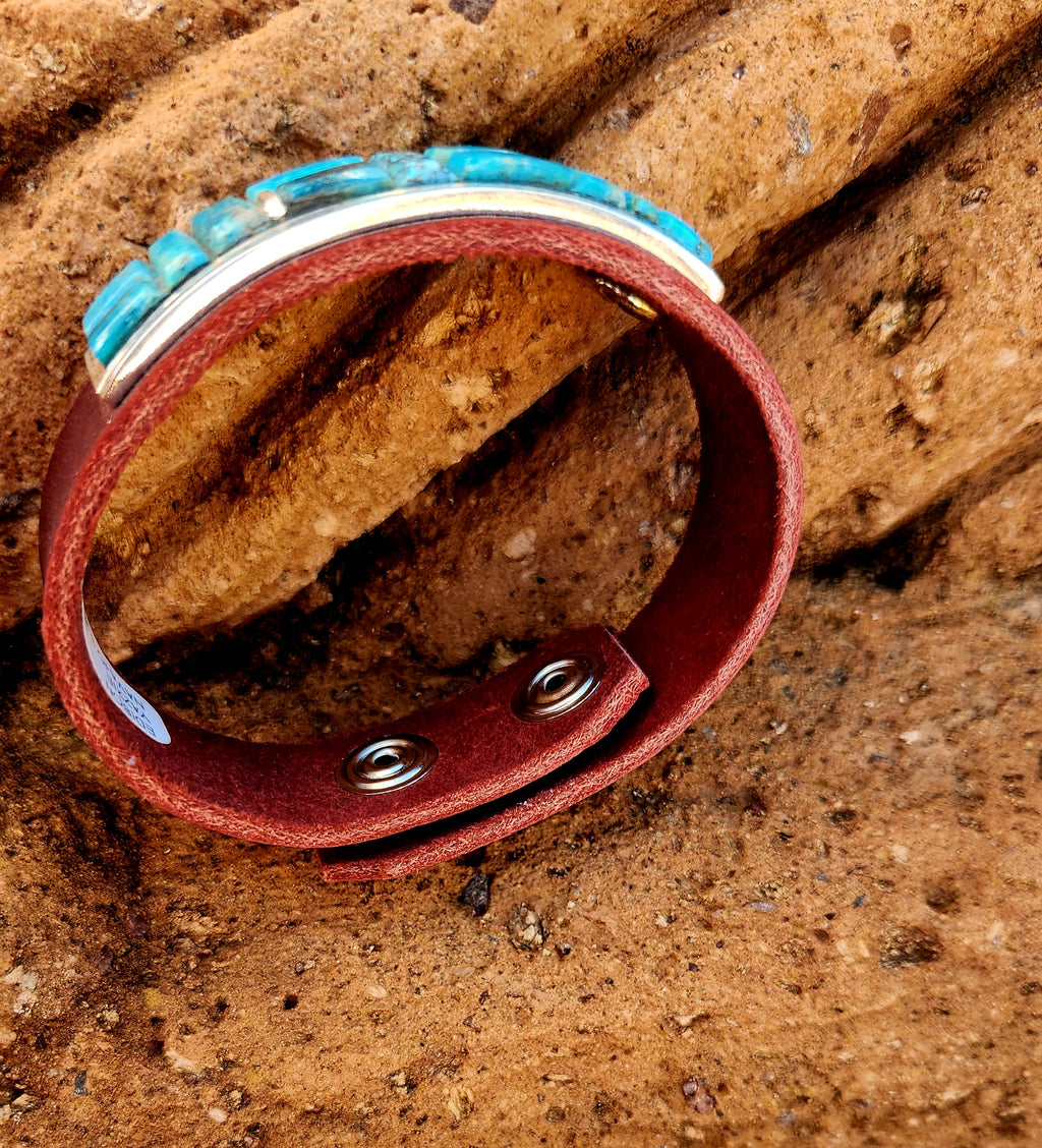 Handmade Eddison Yazzie Leather/Sterling Silver bracelet