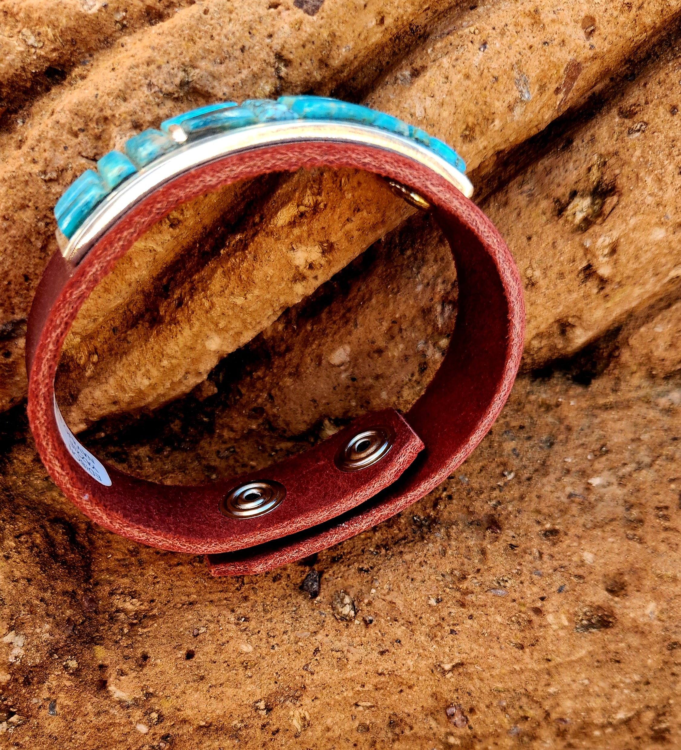 Handmade Eddison Yazzie Leather/Sterling Silver bracelet