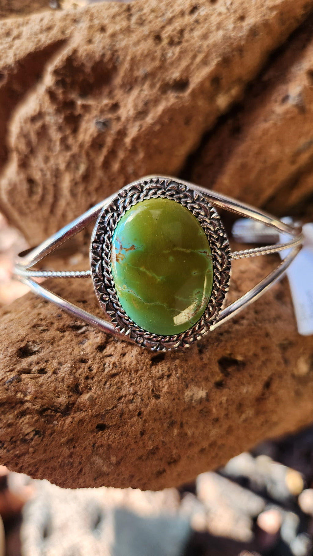 Navajo Handmade Dine' Begaye Emerald Valley Turquoise Cuff