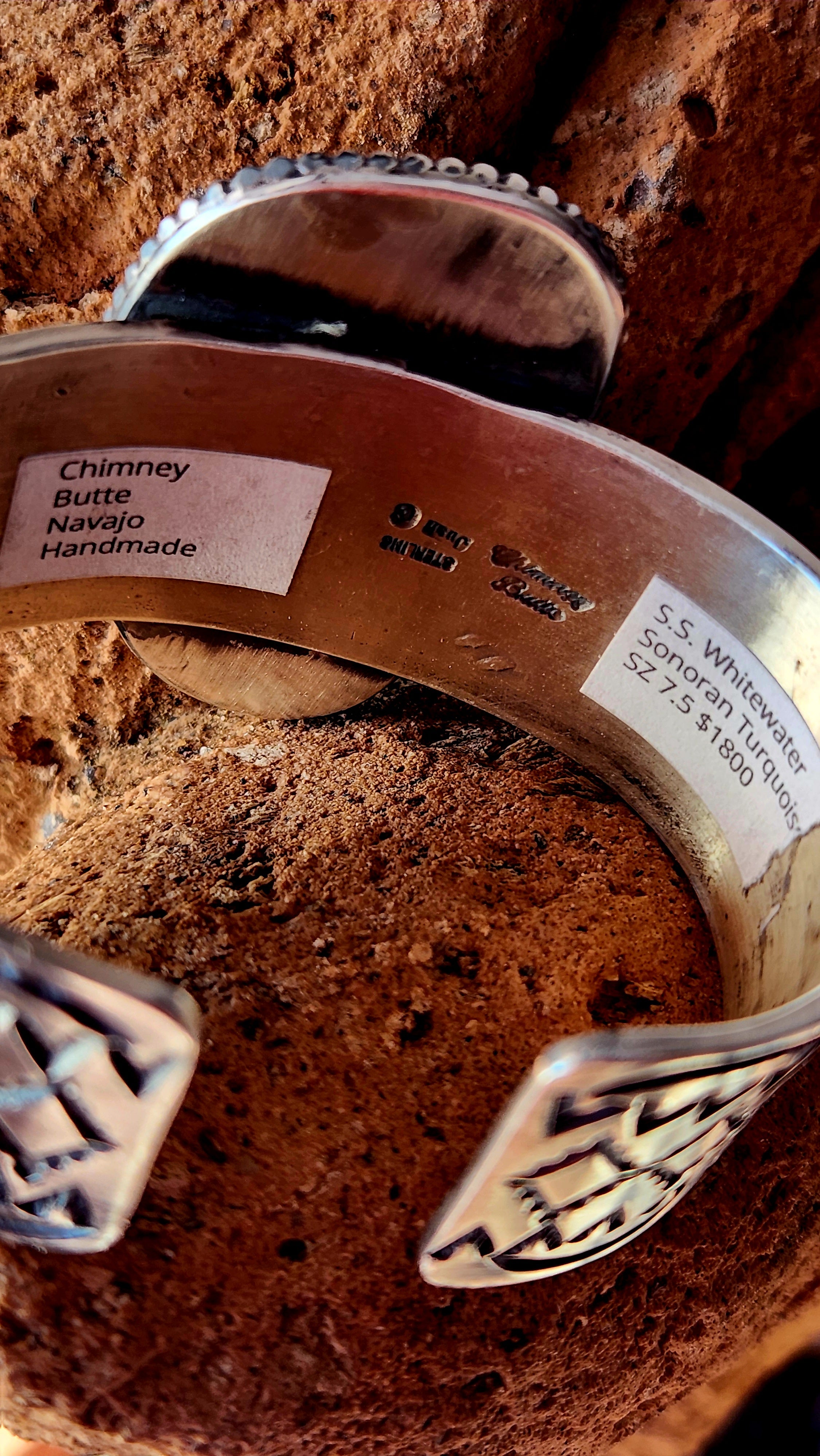 Beautiful Handmade Chimney Butte Whitewater Turquoise Cuff