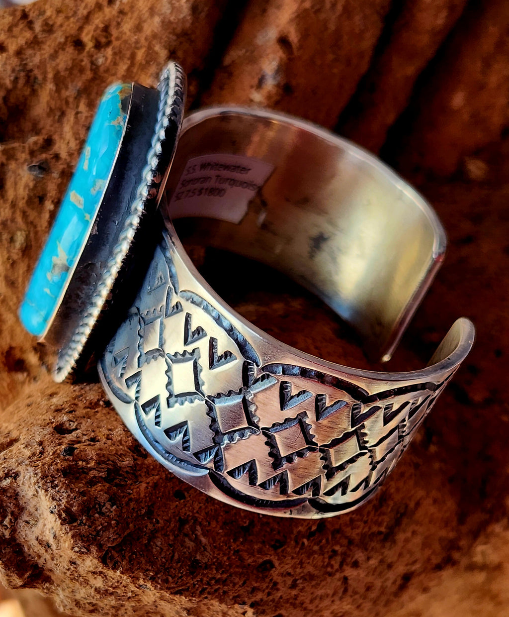 Beautiful Handmade Chimney Butte Whitewater Turquoise Cuff