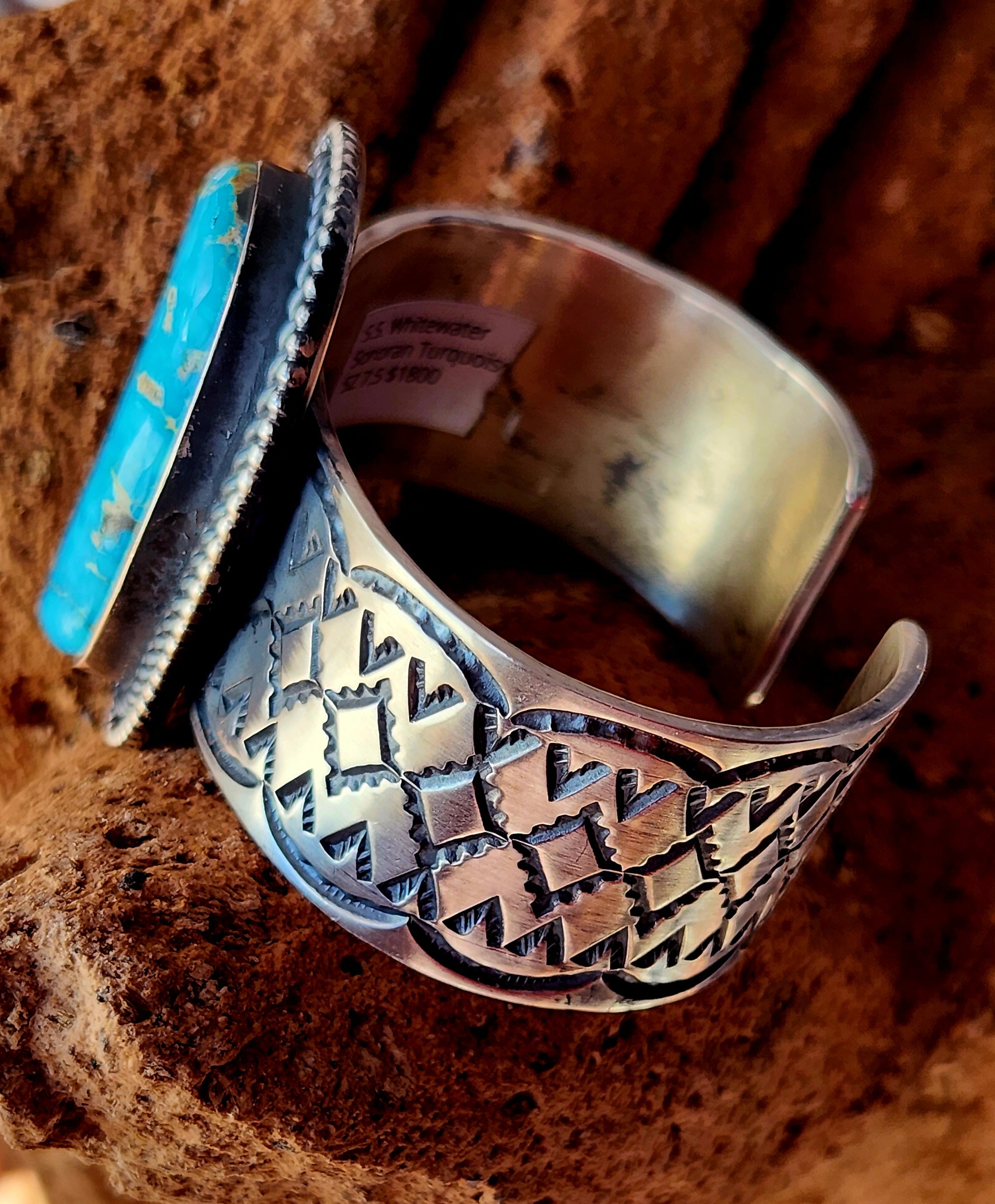 Beautiful Handmade Chimney Butte Whitewater Turquoise Cuff
