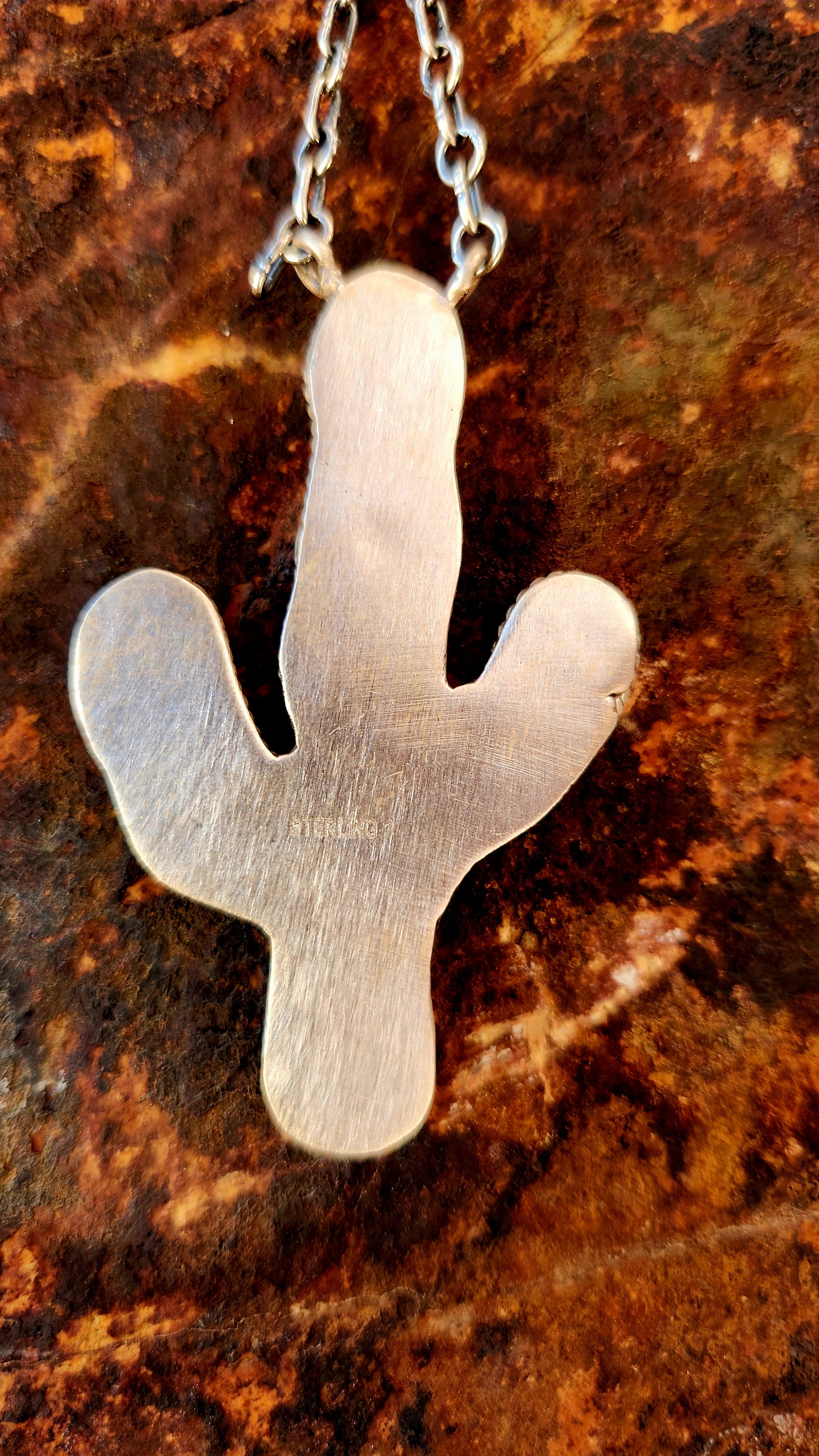 Golden Hills Turquoise Cactus Sterling Silver Necklace