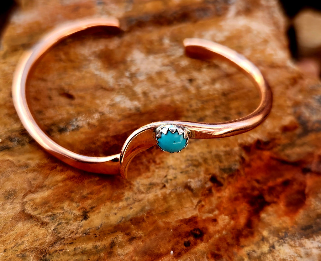 Copper/Sterling Silver Kingman Turquoise Twisty Cuff Bracelets