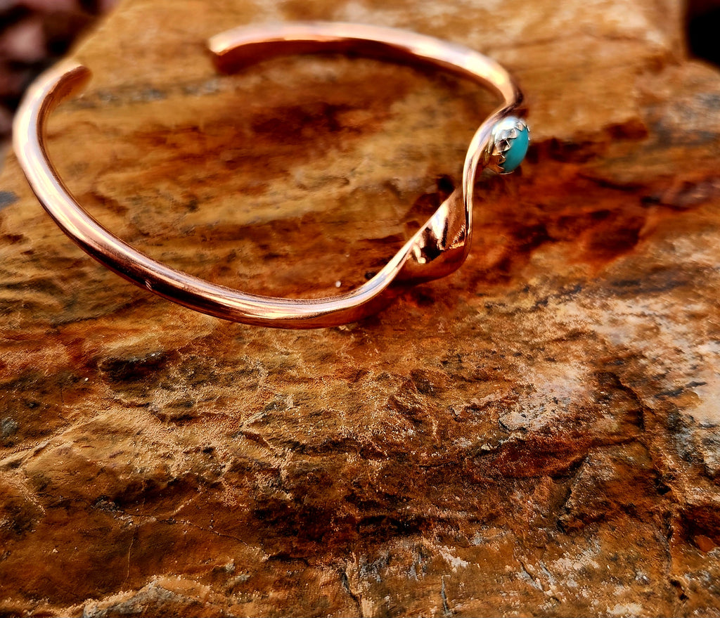 Copper/Sterling Silver Kingman Turquoise Twisty Cuff Bracelets