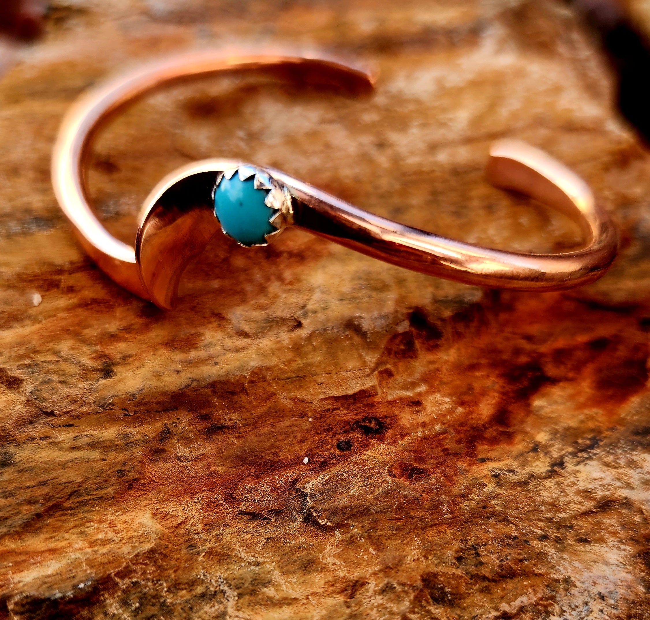 Copper/Sterling Silver Kingman Turquoise Twisty Cuff Bracelets
