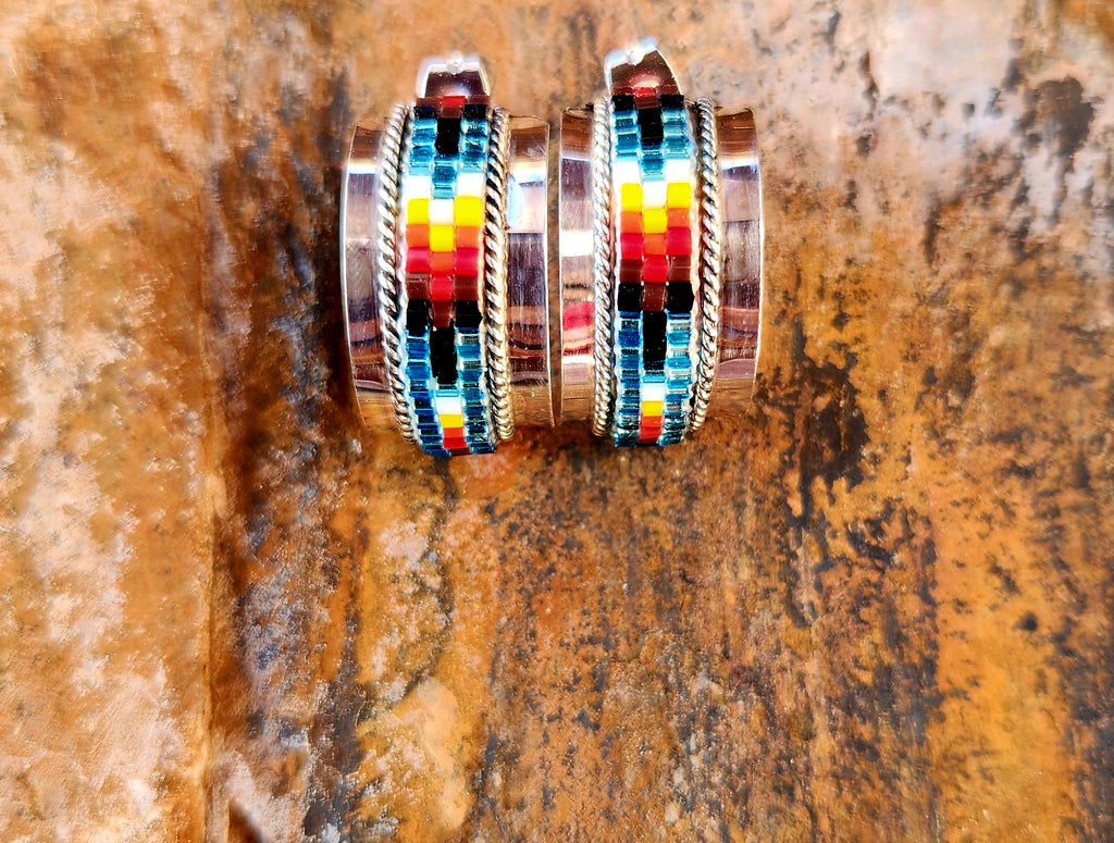 Handmade Navajo Lucille Romone Beaded Earrings
