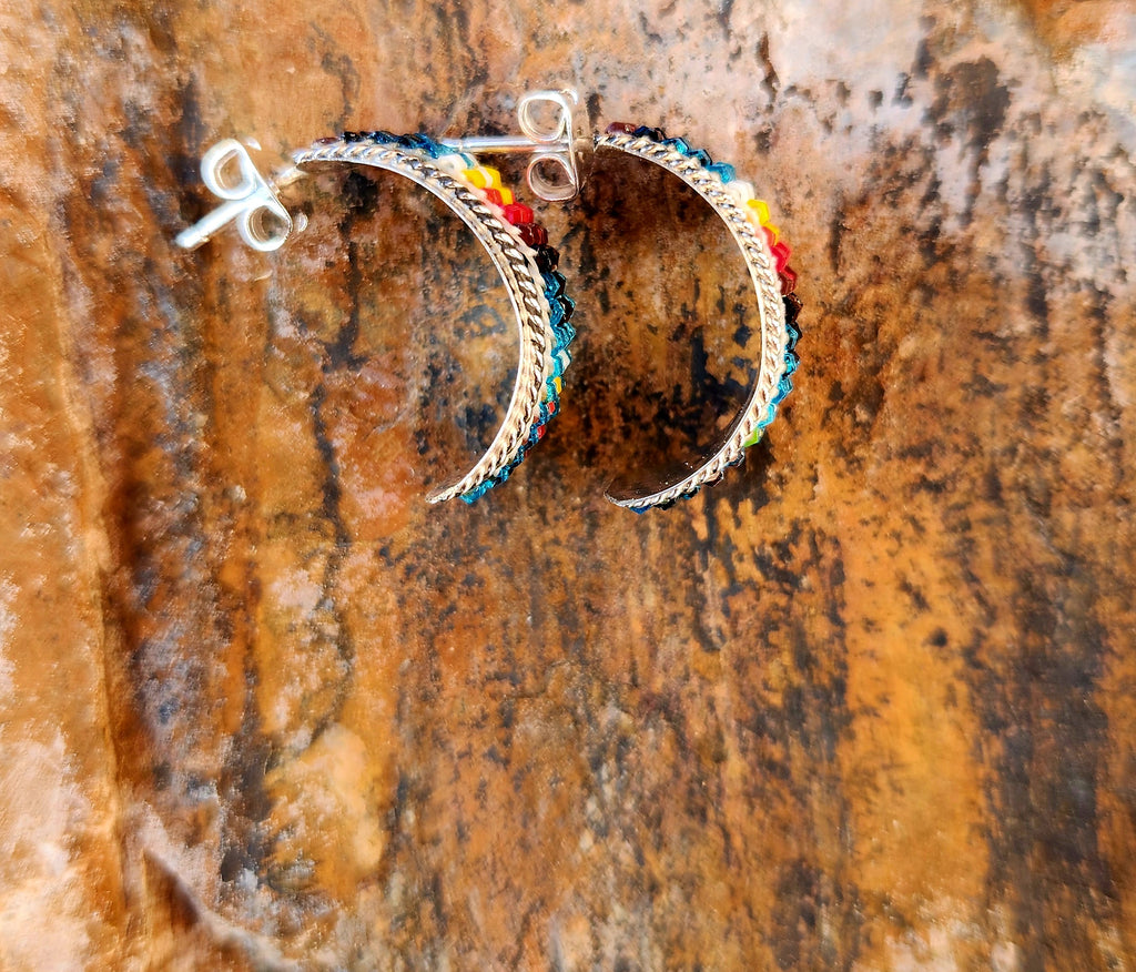 Handmade Navajo Lucille Romone Beaded Earrings