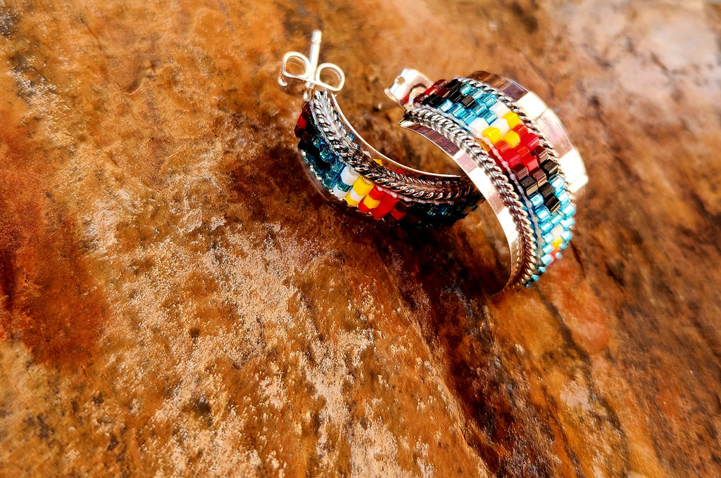 Handmade Navajo Lucille Romone Beaded Earrings