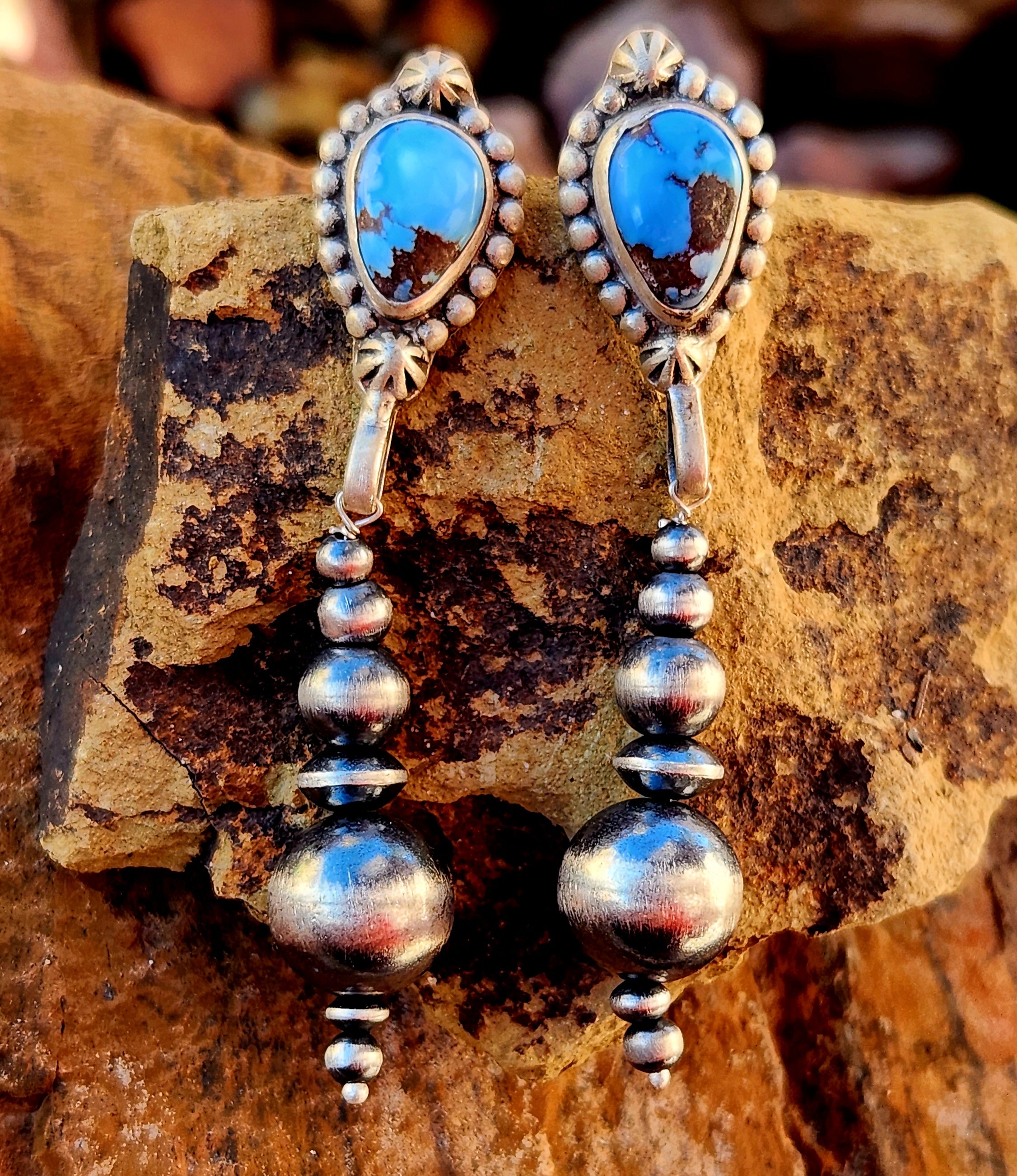 Beautiful Golden Hills Turquoise Dangle Earrings