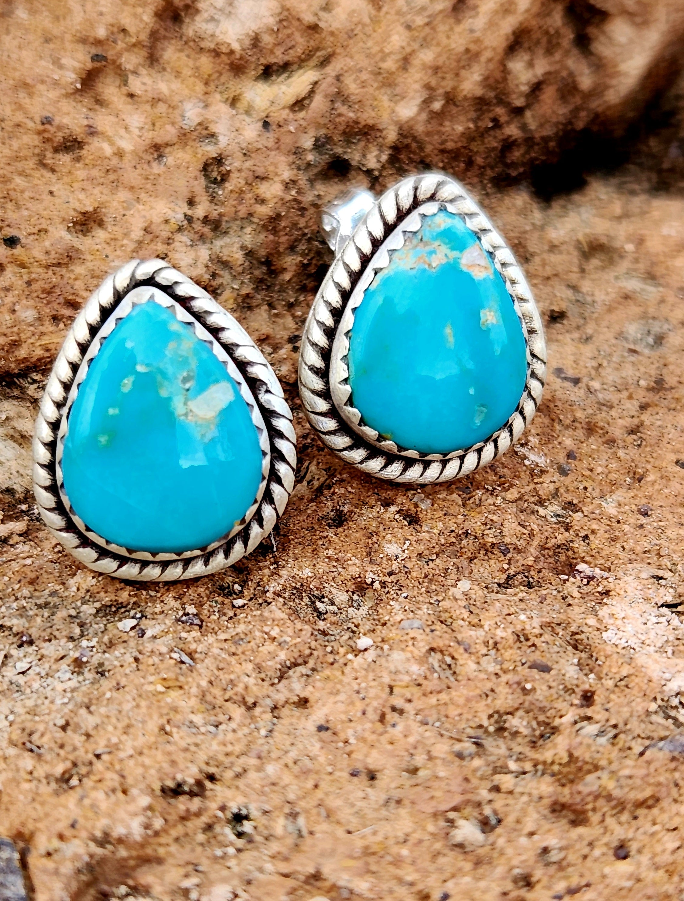 Beautiful Whitewater Turquoise Stud Earrings