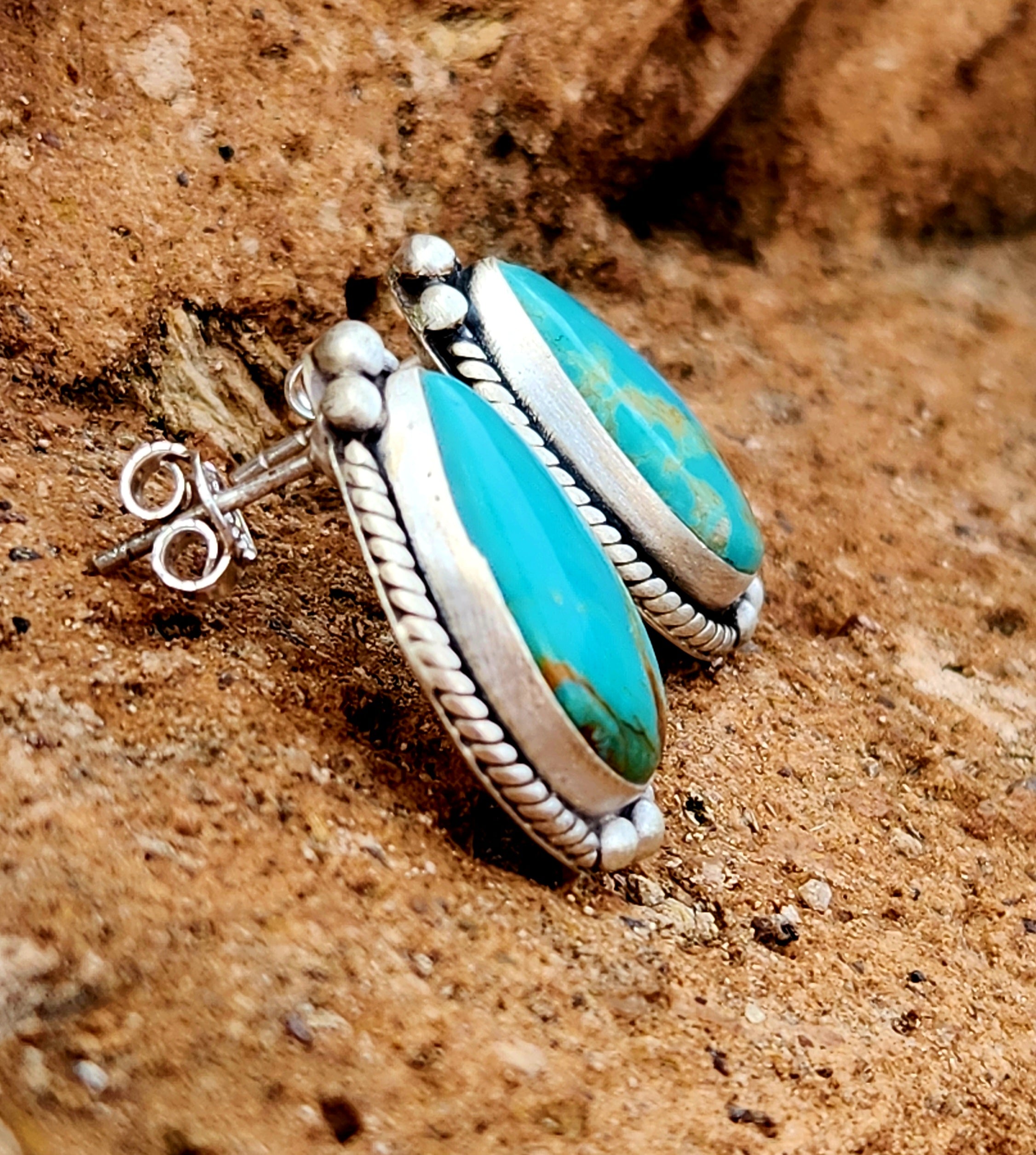 Beautiful Kingman Turquoise Stud Earrings
