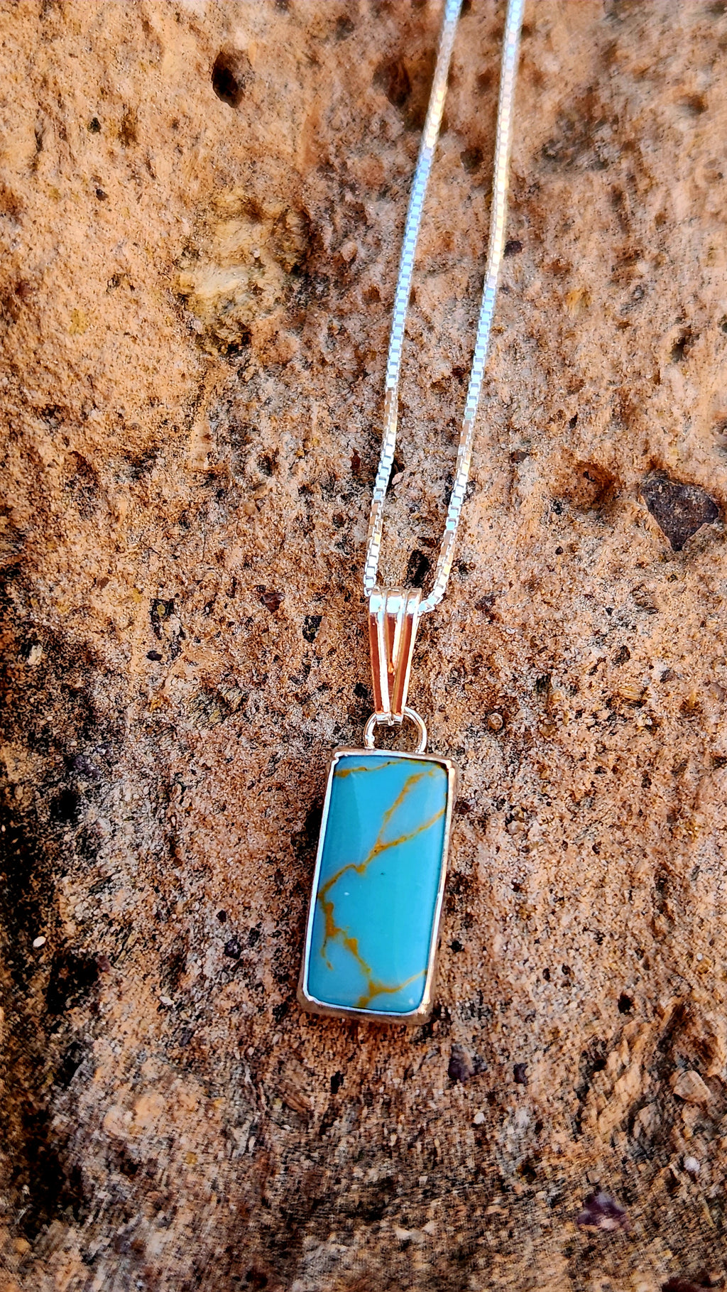 Kingman Turquoise Pendant on Sterling Silver chain necklace