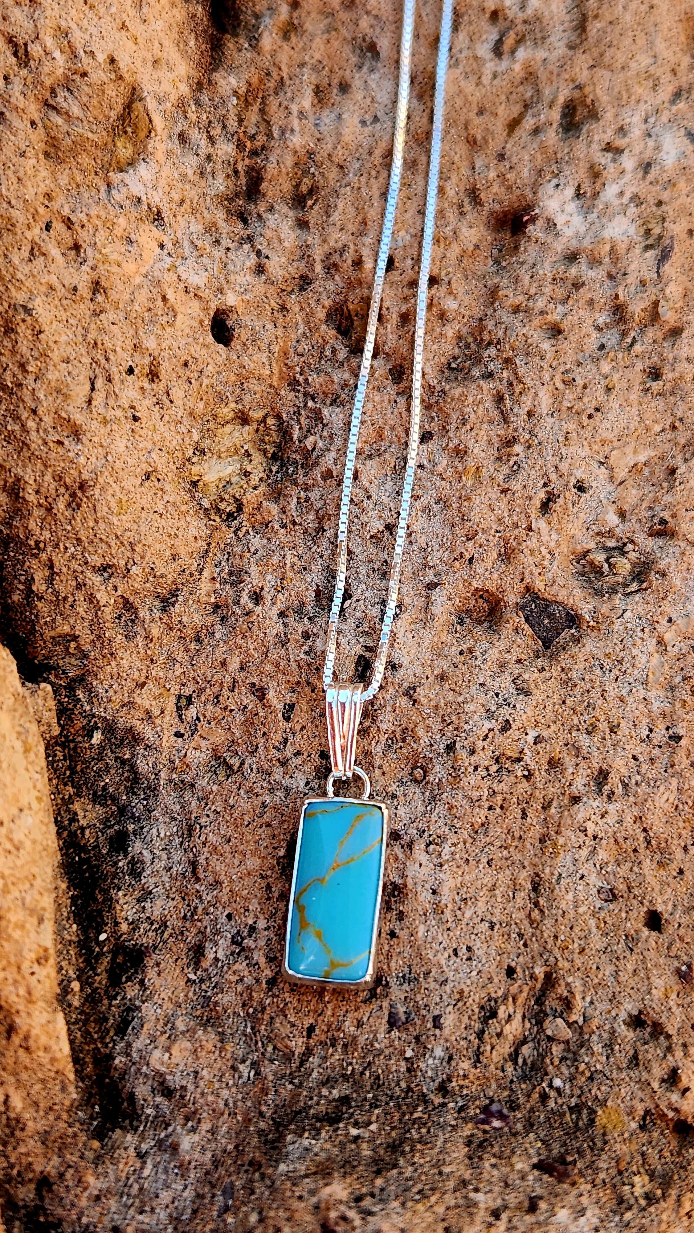 Kingman Turquoise Pendant on Sterling Silver chain necklace